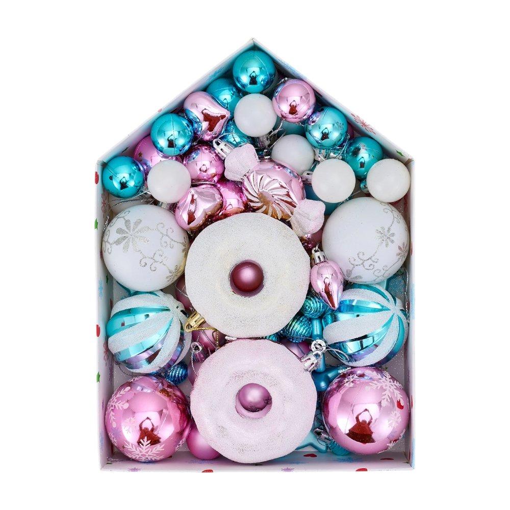 Pink/Blue - LIFE IDEAS - 72pcs Christmas Ornaments for Christmas Tree - 1