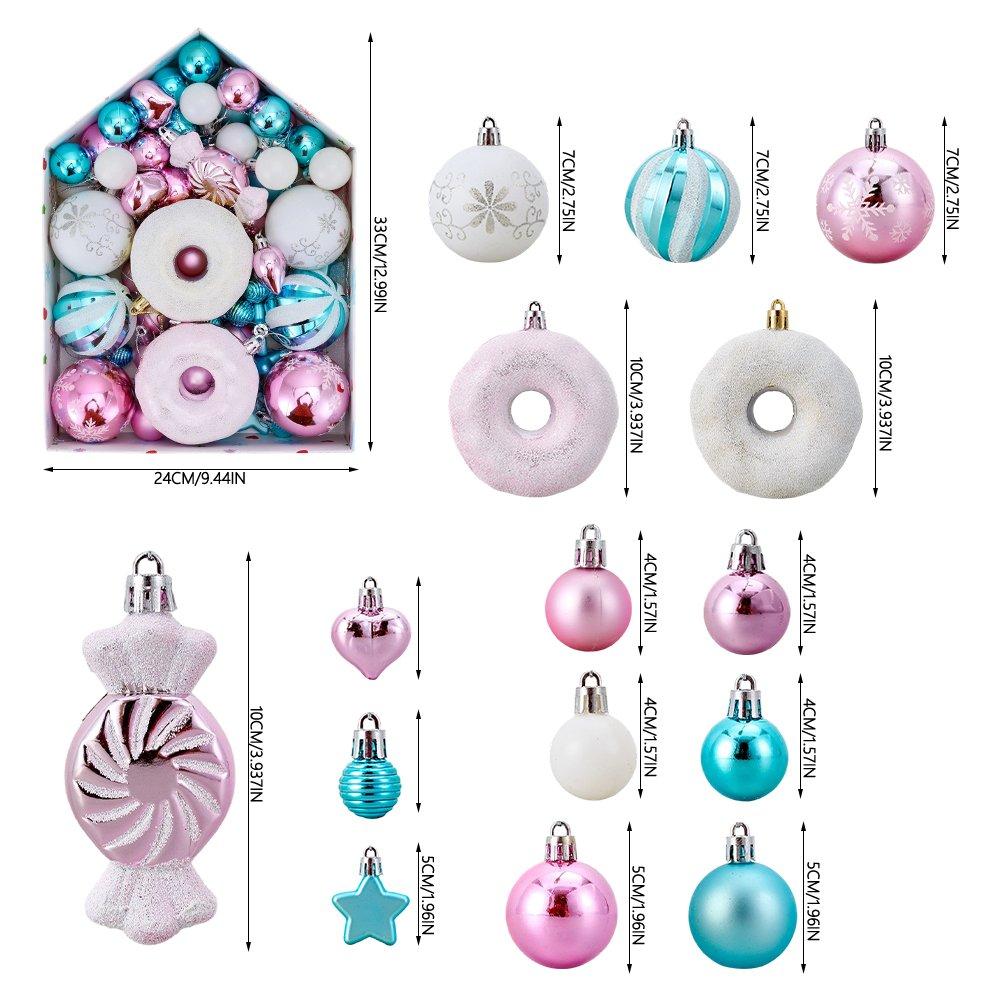 Pink/Blue - LIFE IDEAS - 72pcs Christmas Ornaments for Christmas Tree - 2