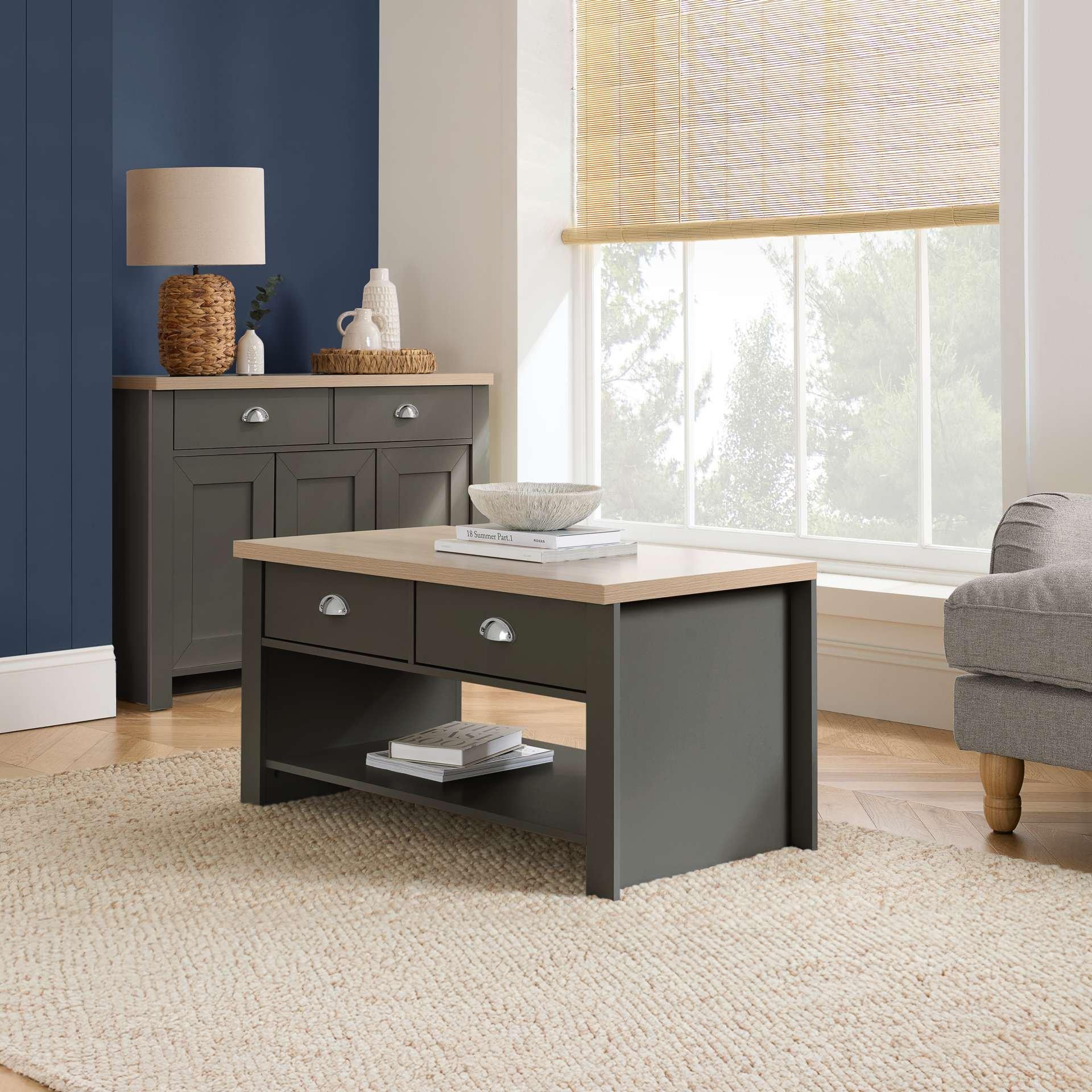 Grey - Birlea - Highgate 2 Drawer Coffee Table - 1