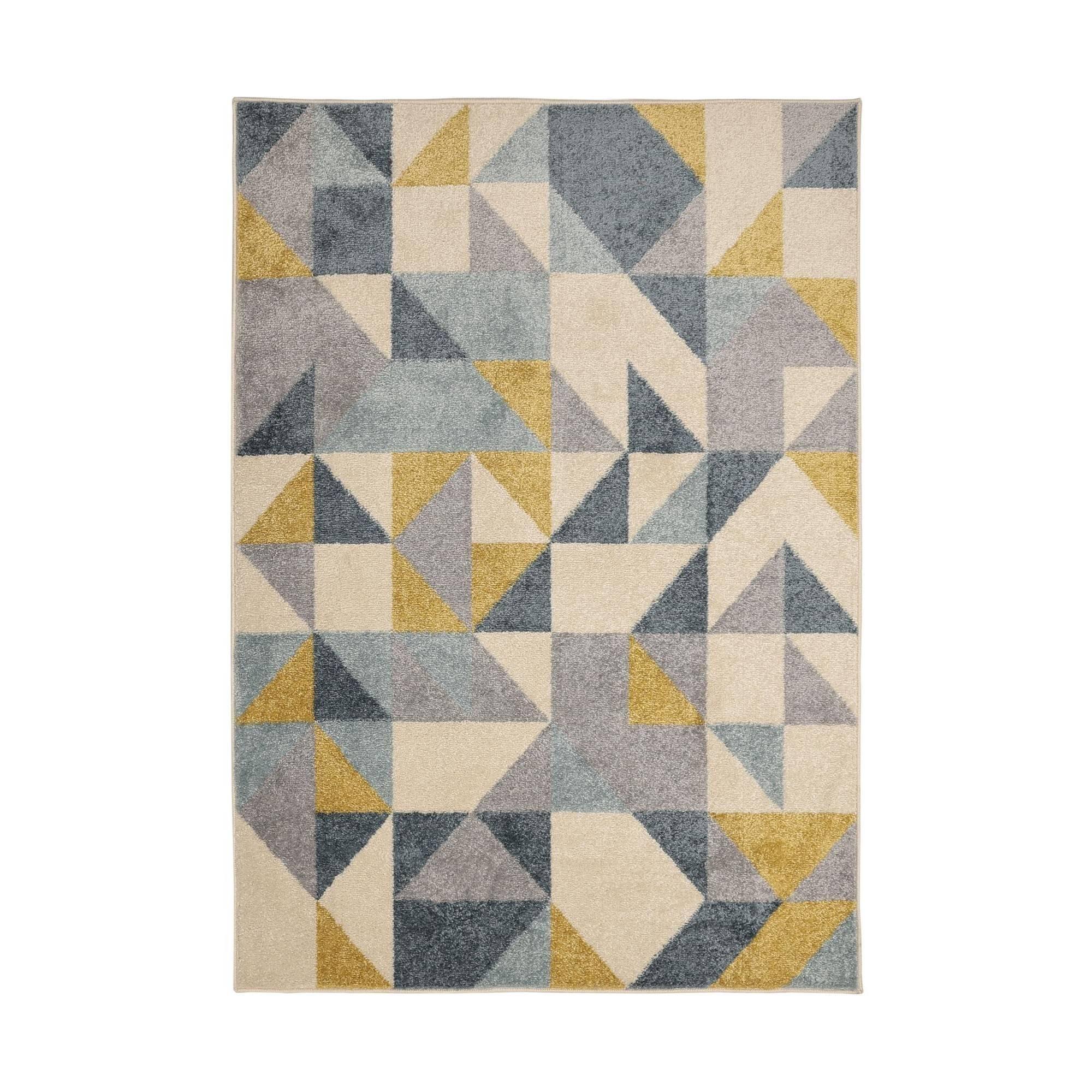 Blue - Homemaker - Juno Multi Geo Rug Blue/Gold - 2