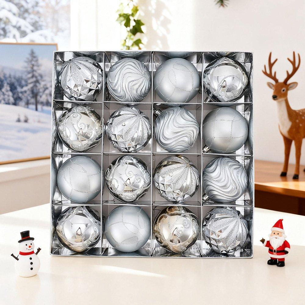 Silver - LIFE IDEAS - 16pcs Christmas Ornaments for Christmas Tree - 1