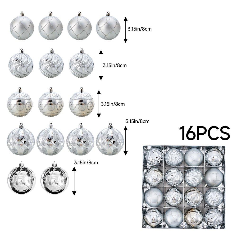 Silver - LIFE IDEAS - 16pcs Christmas Ornaments for Christmas Tree - 2