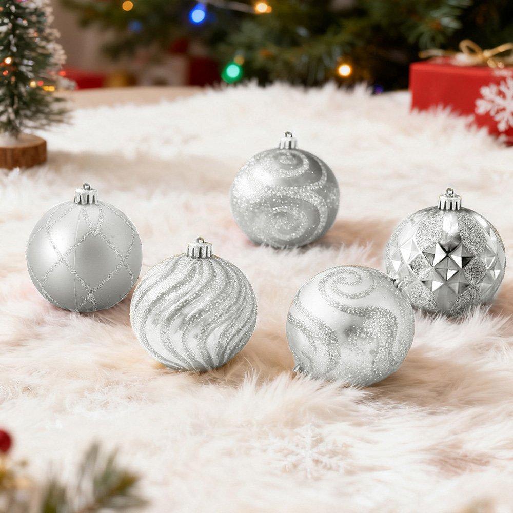Silver - LIFE IDEAS - 16pcs Christmas Ornaments for Christmas Tree - 4