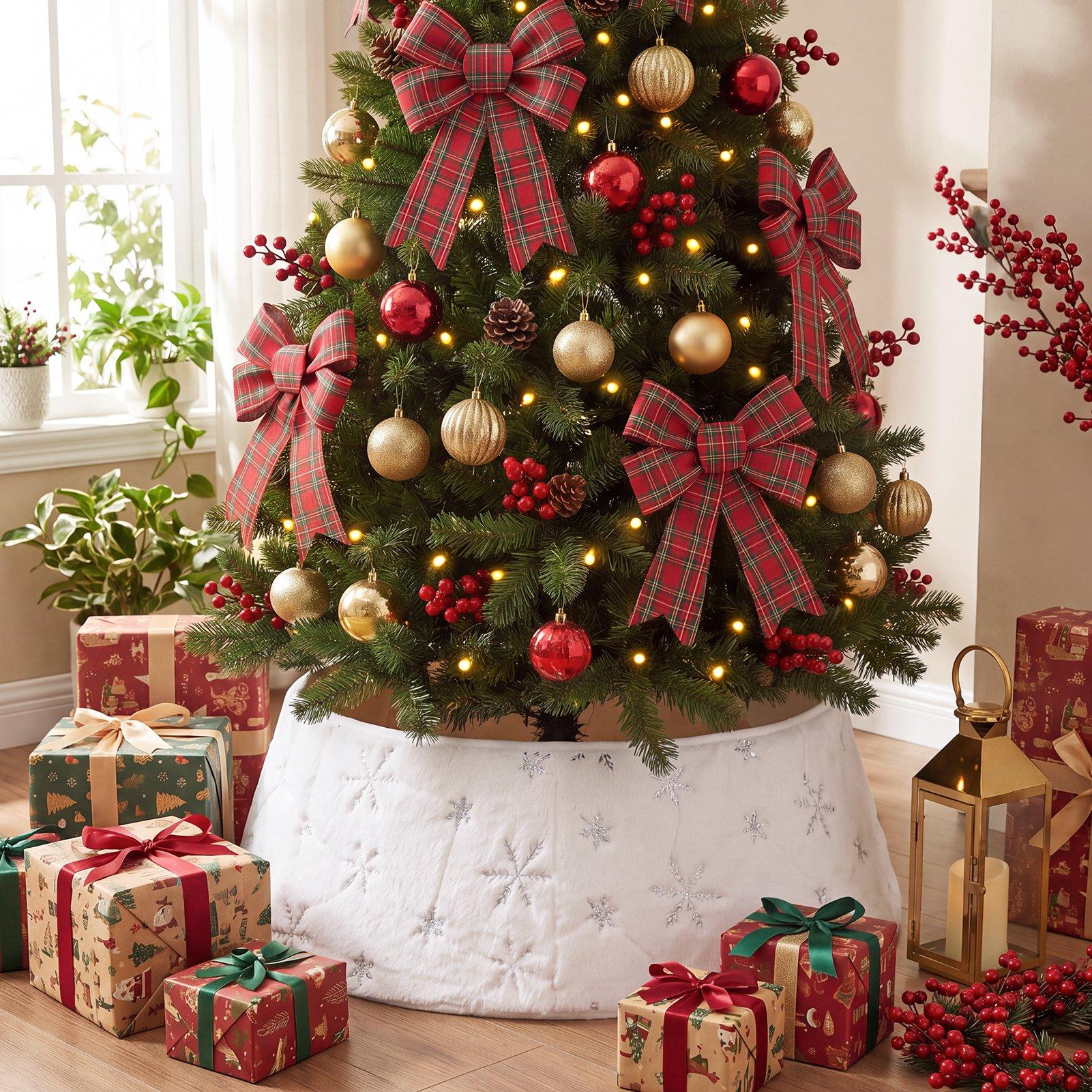 White - LIFE IDEAS - Adjustable Polyester Christmas Tree Collar - 1