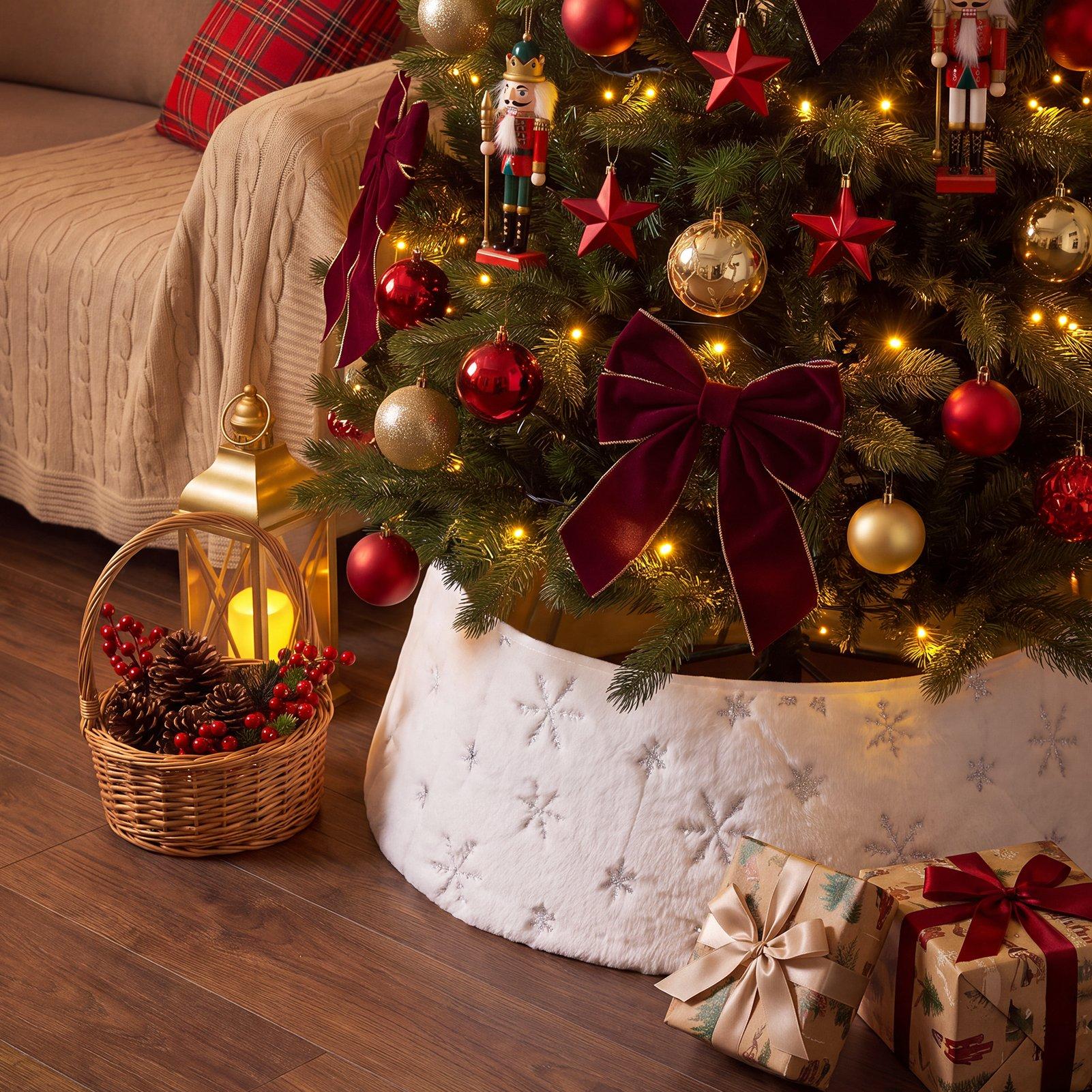 White - LIFE IDEAS - Adjustable Polyester Christmas Tree Collar - 11