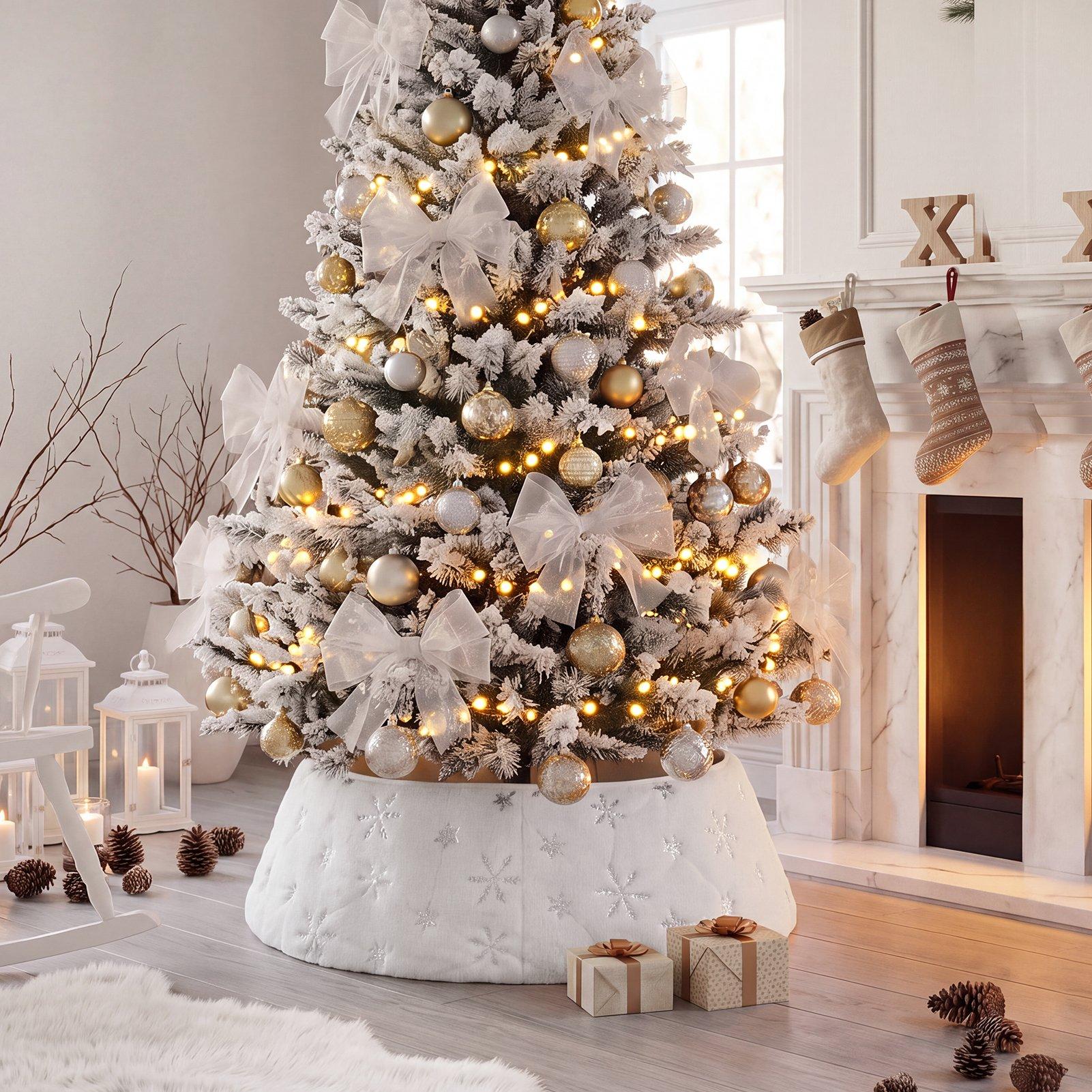 White - LIFE IDEAS - Adjustable Polyester Christmas Tree Collar - 8