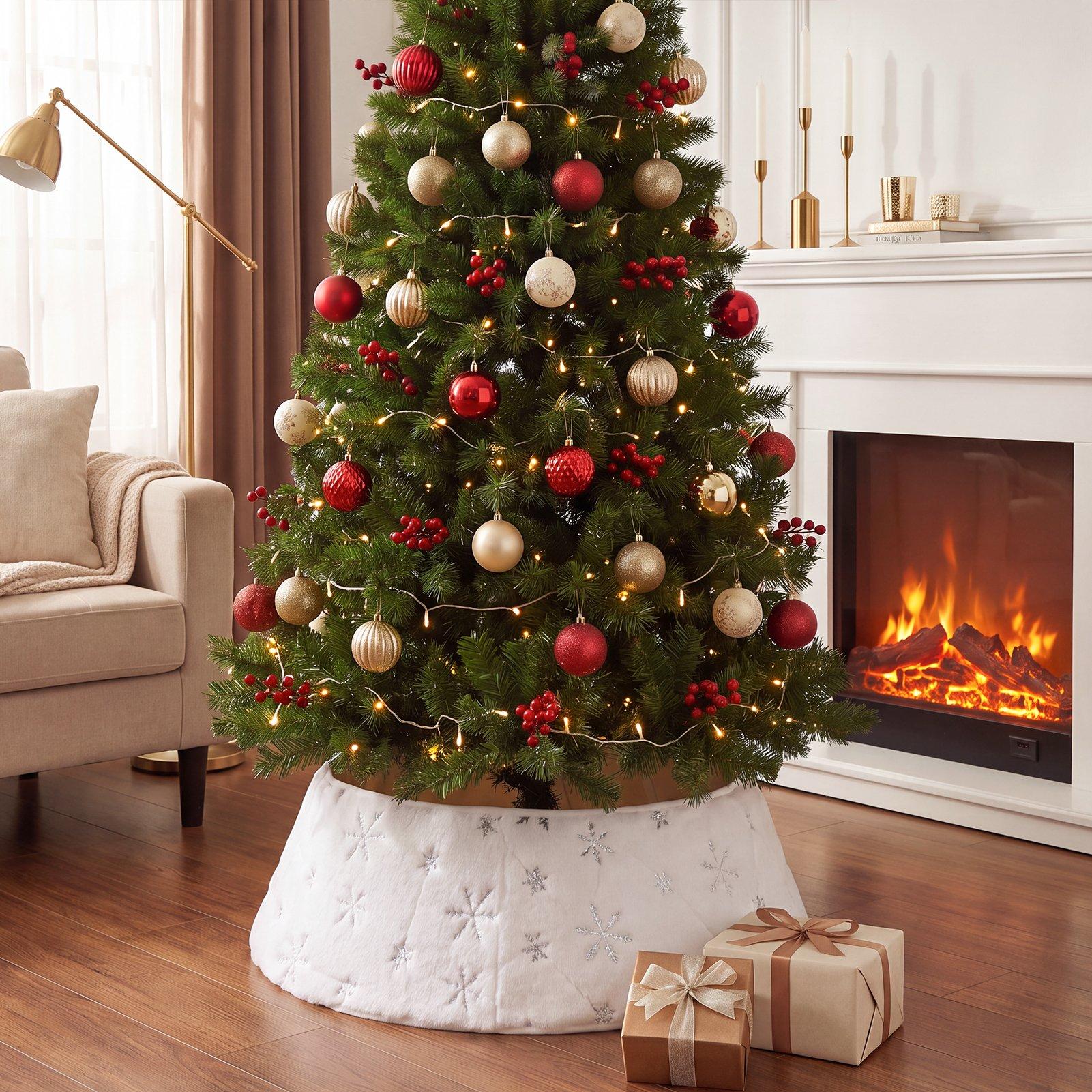 White - LIFE IDEAS - Adjustable Polyester Christmas Tree Collar - 9
