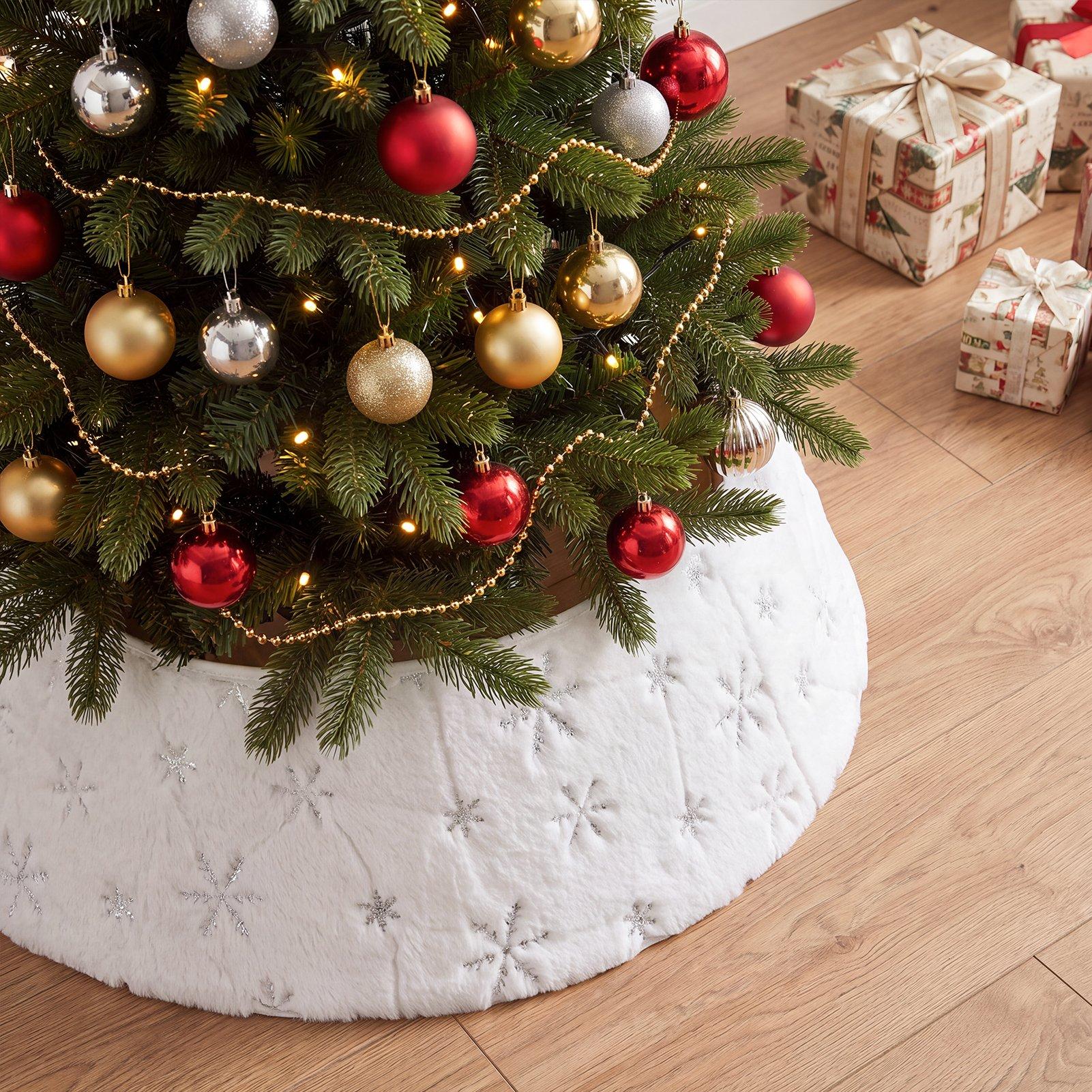 White - LIFE IDEAS - Adjustable Polyester Christmas Tree Collar - 10