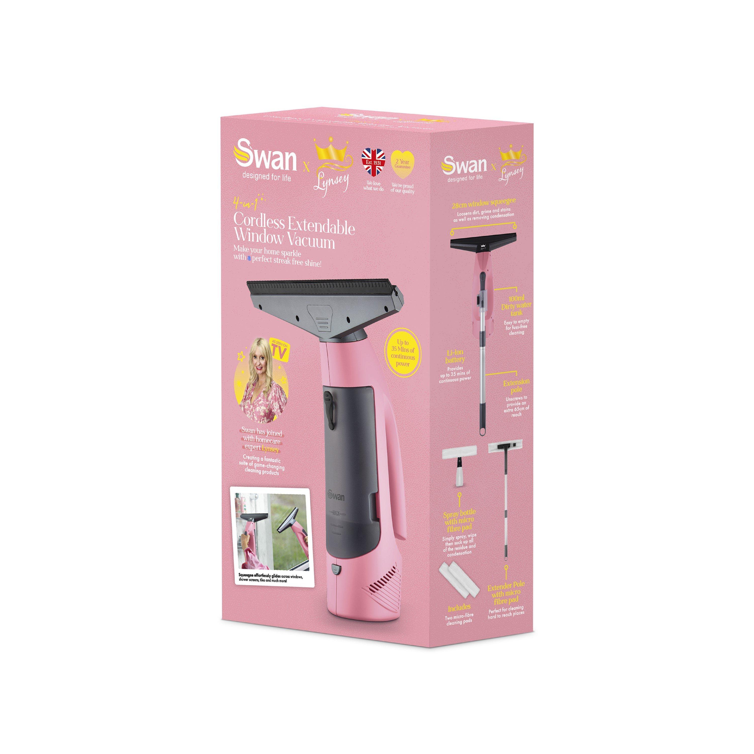 Pink - Swan - Lynseys Cleaning Range - Cordless Window Vacuum - 9