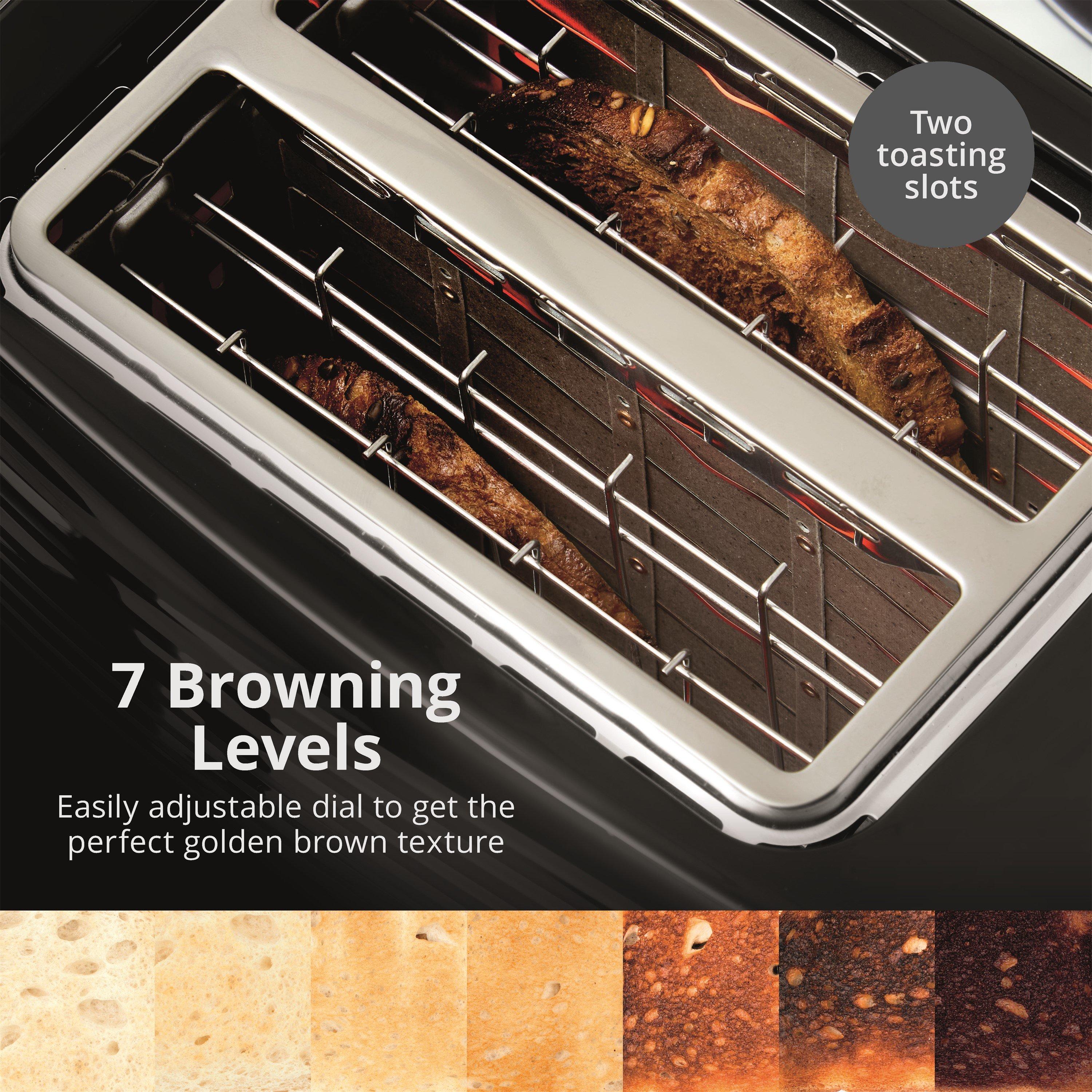 Black - Swan - Wave 2 Slice Toaster Black with Chrome Trim - 3