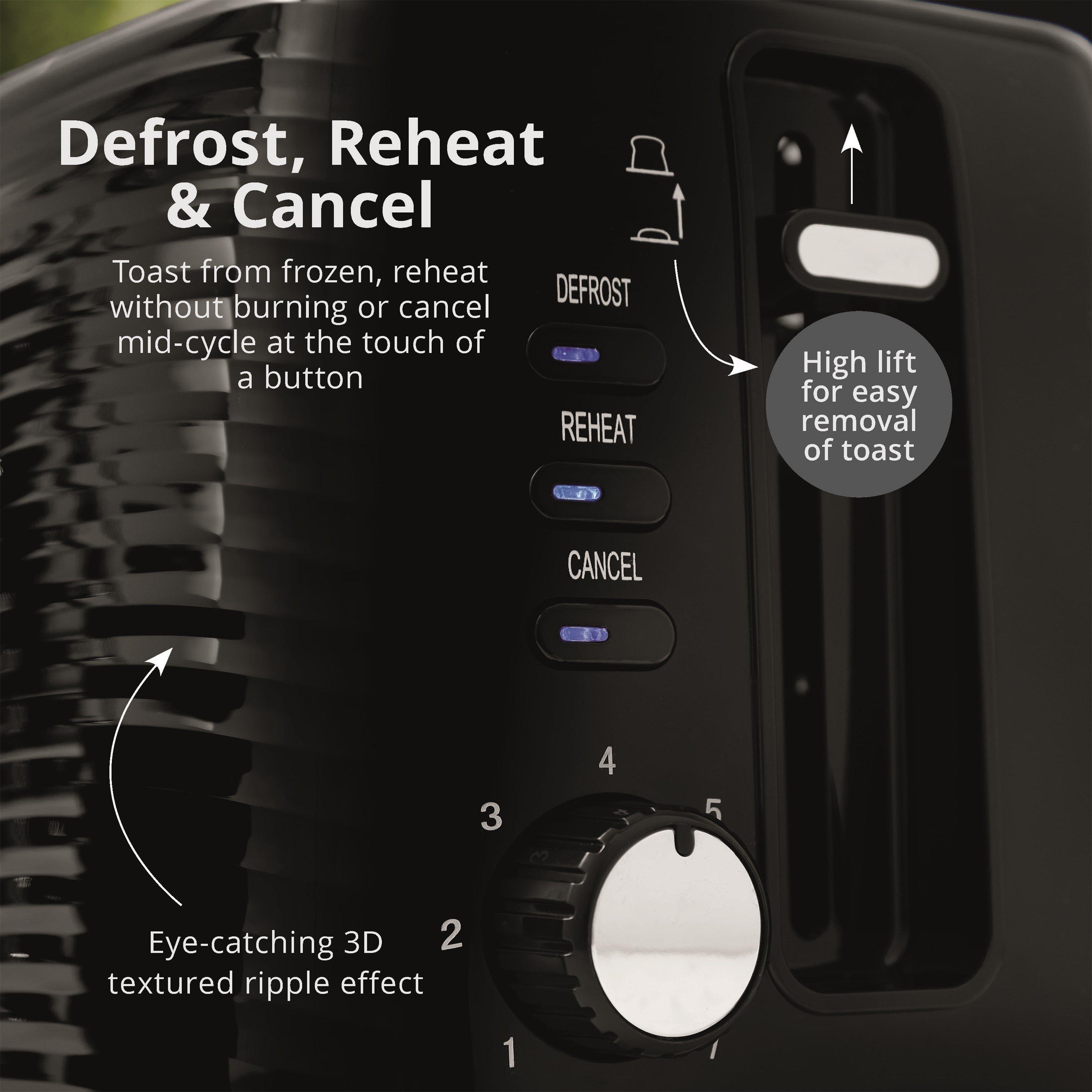 Black - Swan - Wave 2 Slice Toaster Black with Chrome Trim - 4