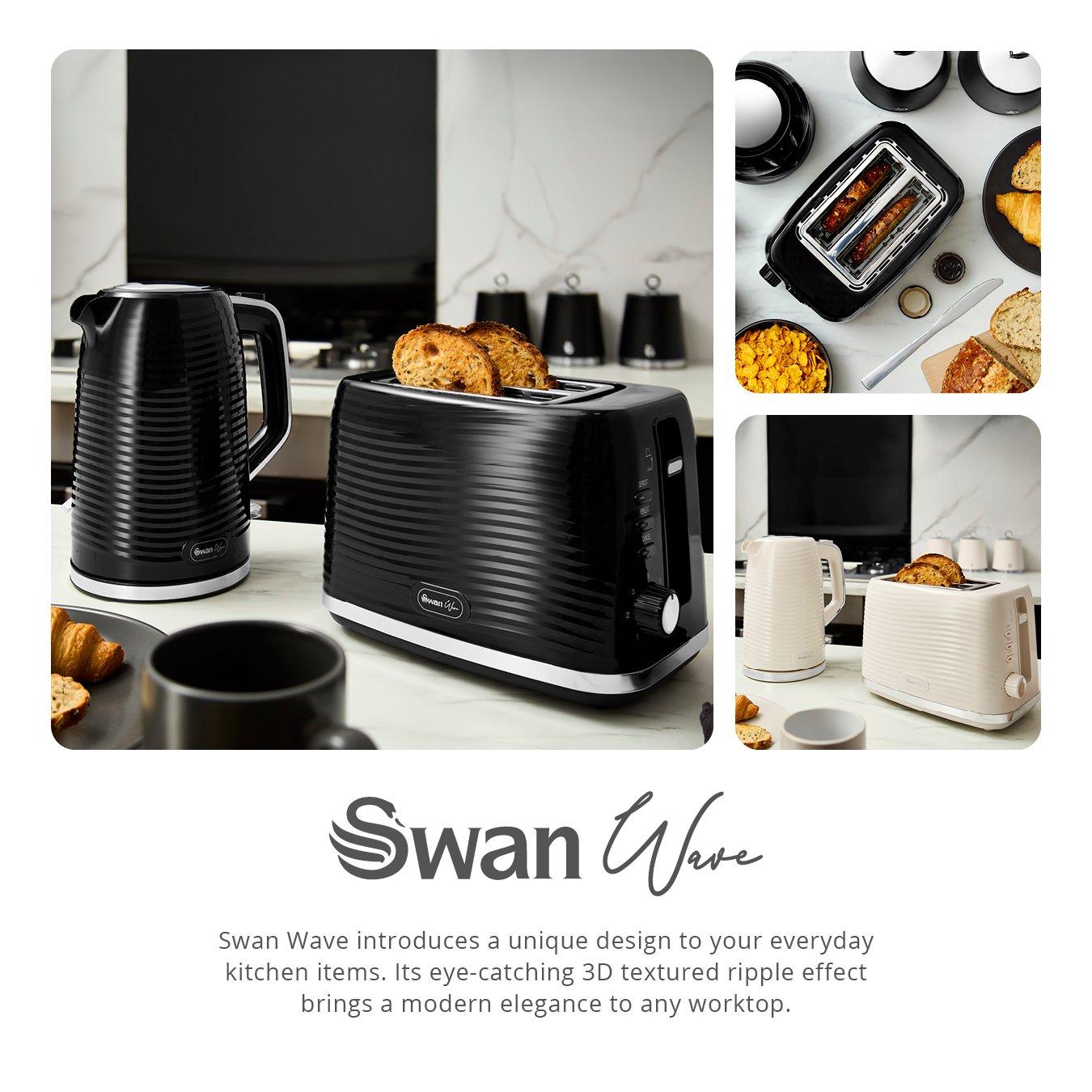 Black - Swan - Wave 2 Slice Toaster Black with Chrome Trim - 5