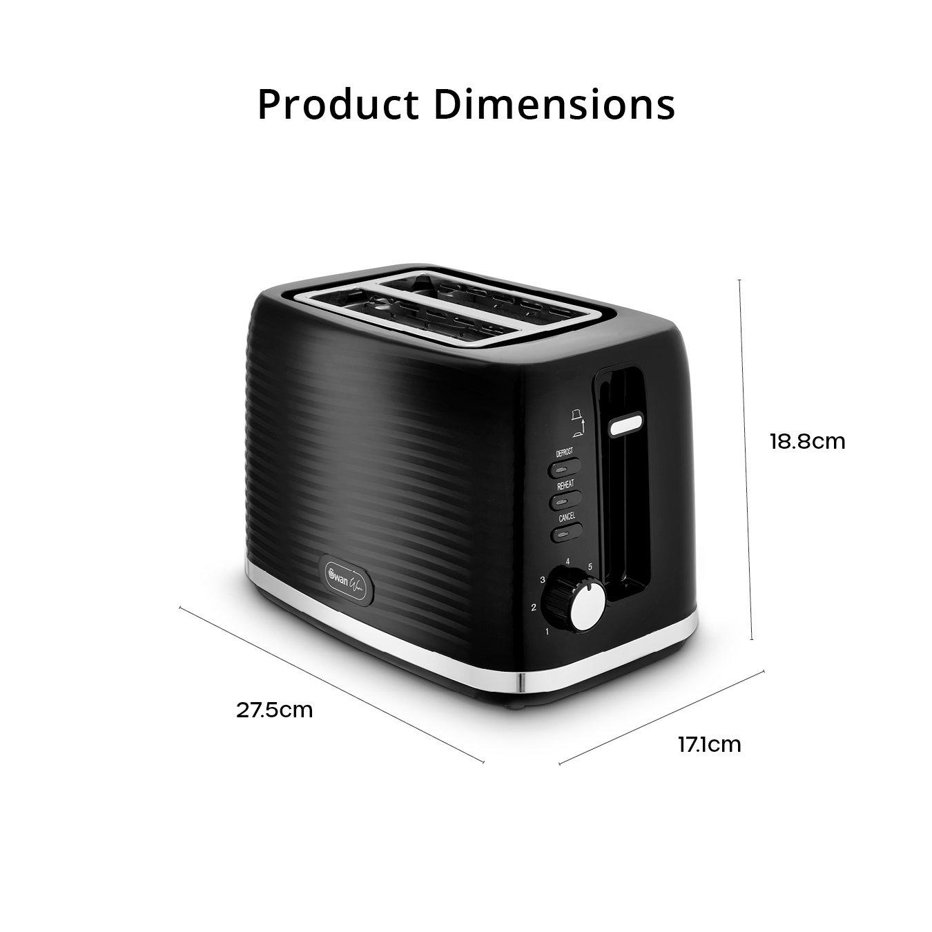 Black - Swan - Wave 2 Slice Toaster Black with Chrome Trim - 6