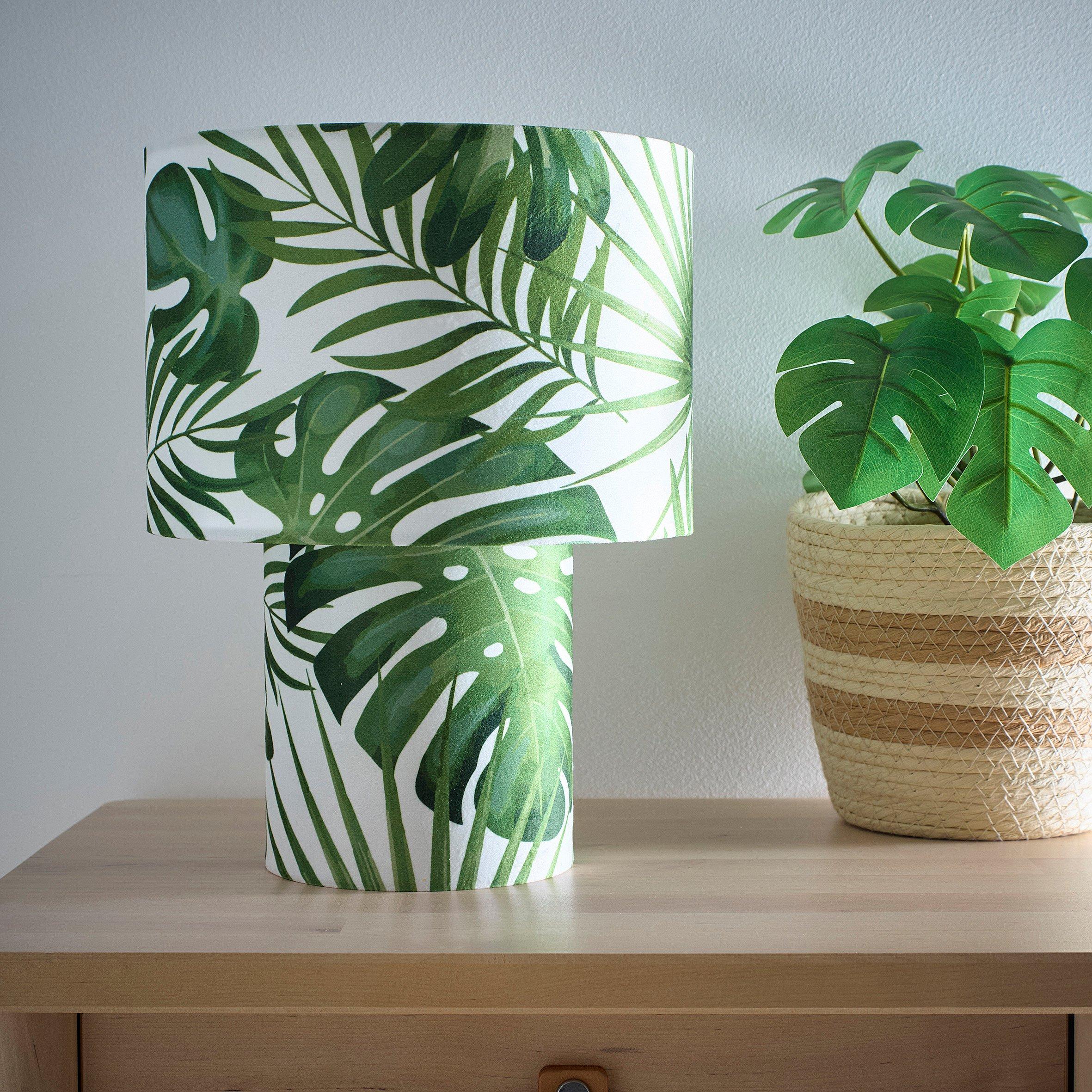 Green - K Living - Kobe Green Leaves Printed Velvet Table Lamp - 1