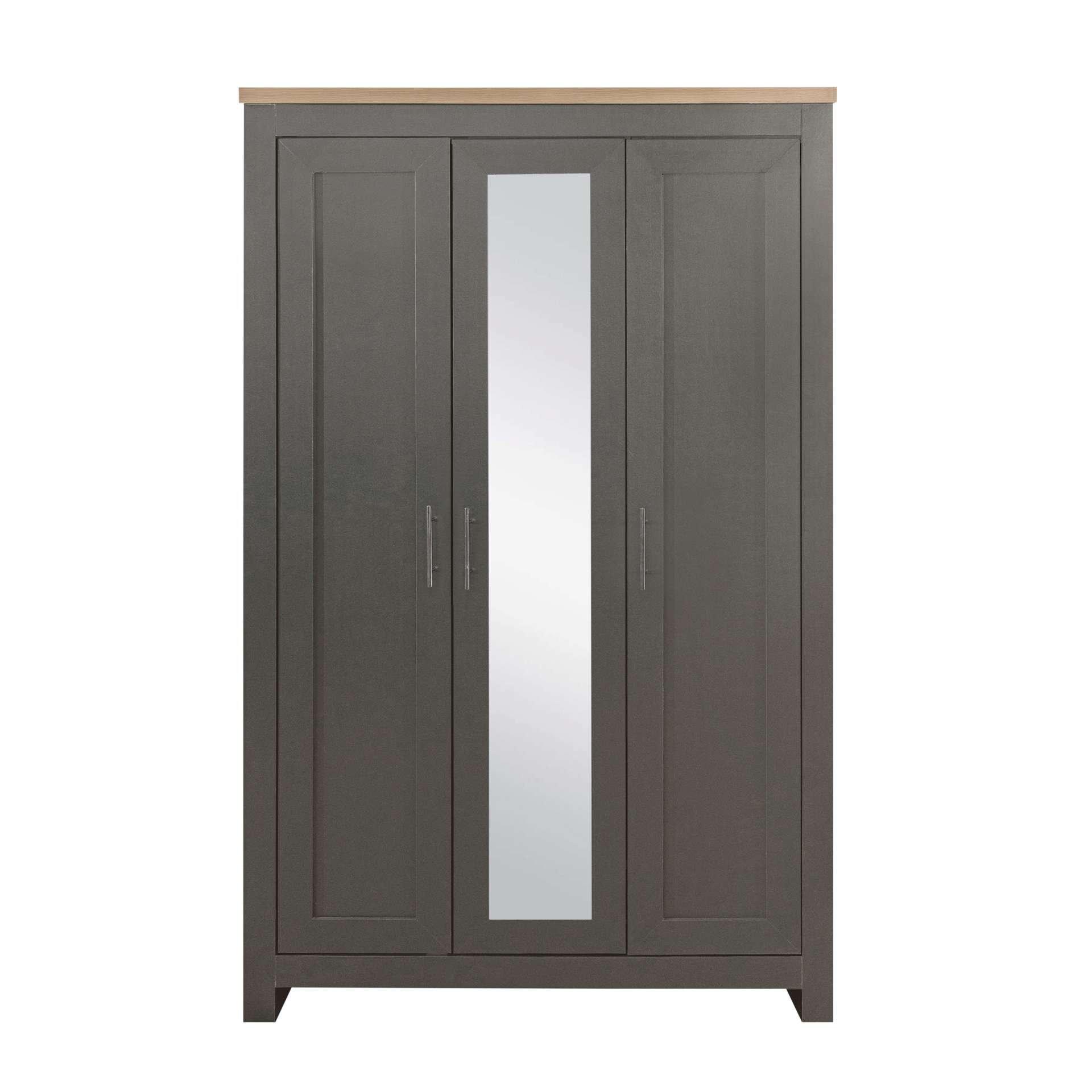 Grey - Birlea - Highgate 3 Door Wardrobe With Mirror - 5