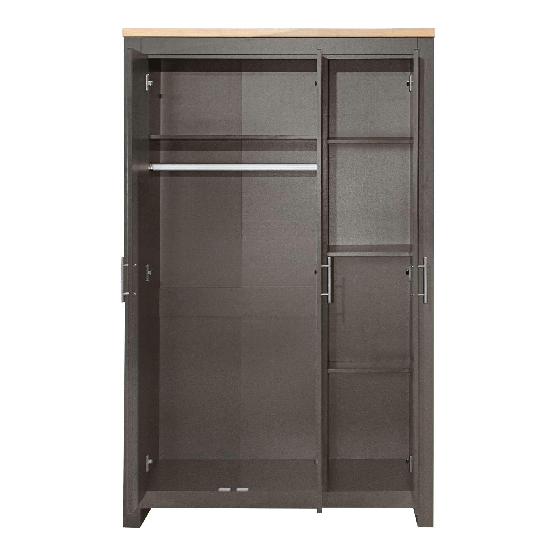 Grey - Birlea - Highgate 3 Door Wardrobe With Mirror - 6