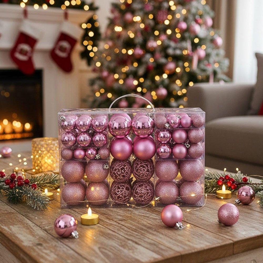 Pink - LIFE IDEAS - 100pcs Christmas Bauble Ornaments - 1