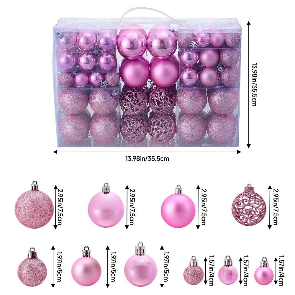 Pink - LIFE IDEAS - 100pcs Christmas Bauble Ornaments - 2