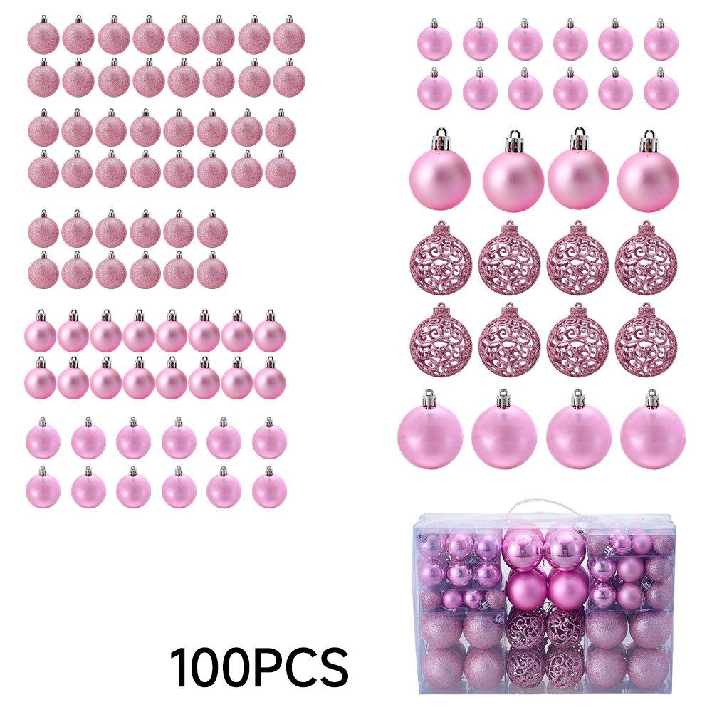Pink - LIFE IDEAS - 100pcs Christmas Bauble Ornaments - 4