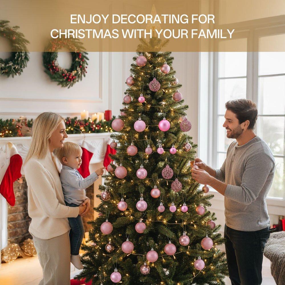 Pink - LIFE IDEAS - 100pcs Christmas Bauble Ornaments - 10