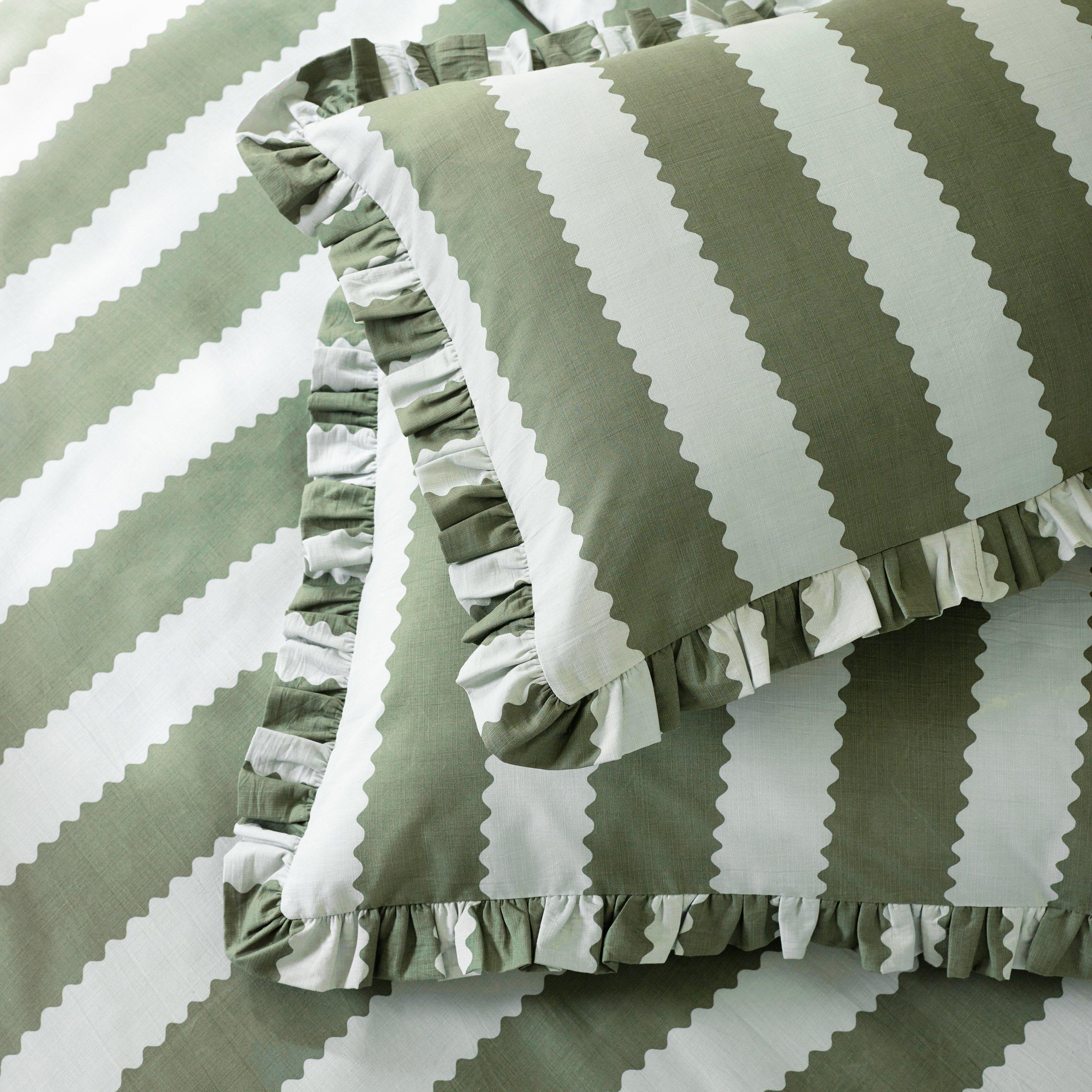 Baygreen/Mist - Wylder - Birdie Stripe Ruffle Duvet Set - 5