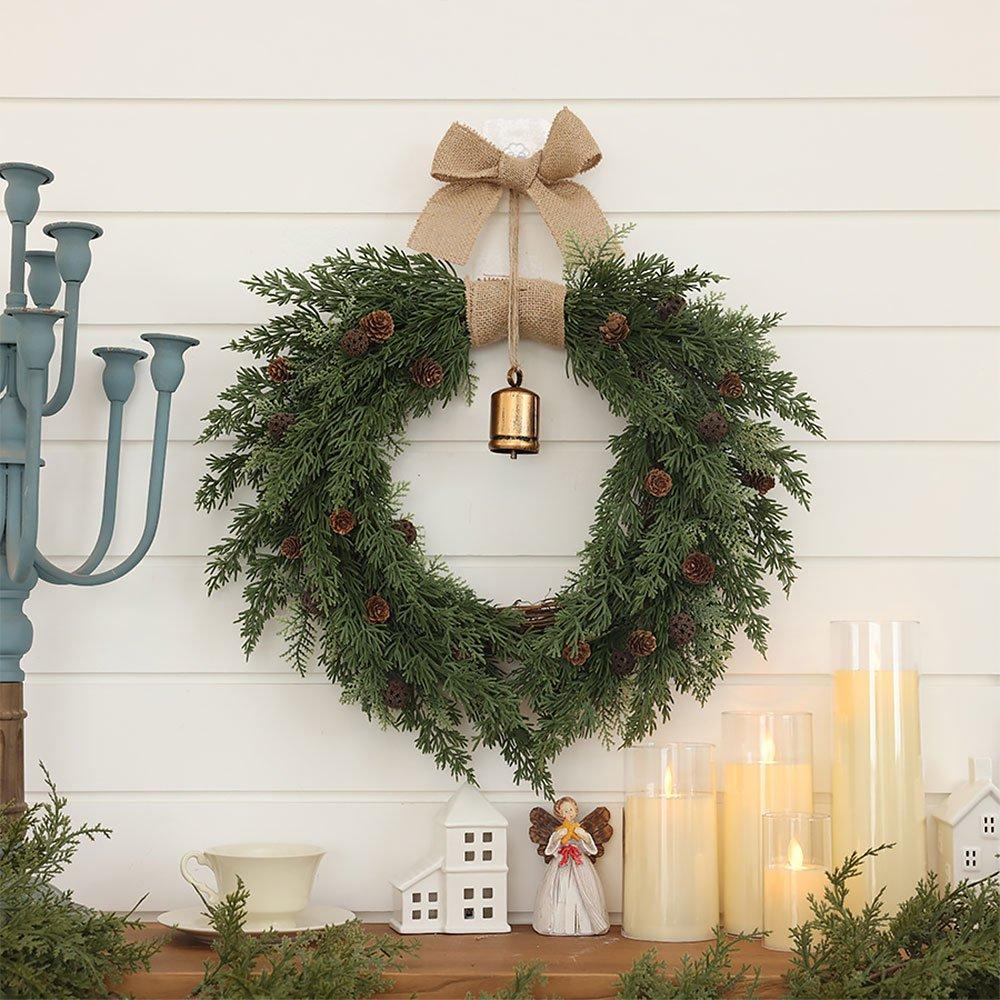 Green - LIFE IDEAS - Pre-Lit Front Door Christmas Wreath - 1