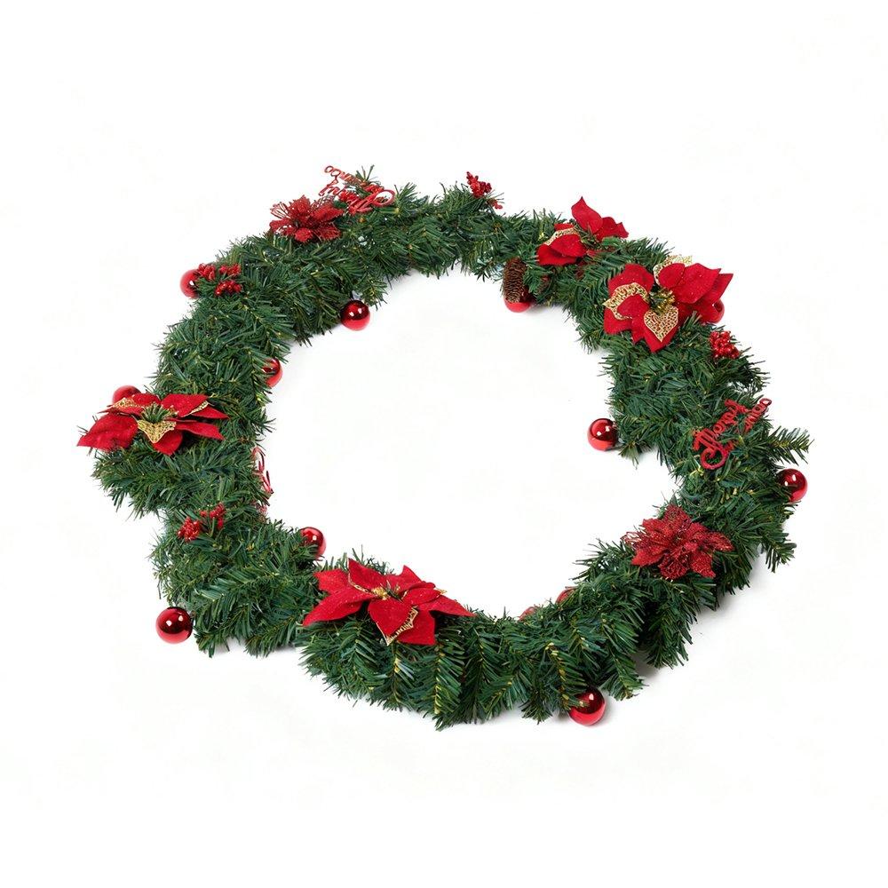 Red - LIFE IDEAS - 2.7m Artificial Christmas Garland Decorations - 3