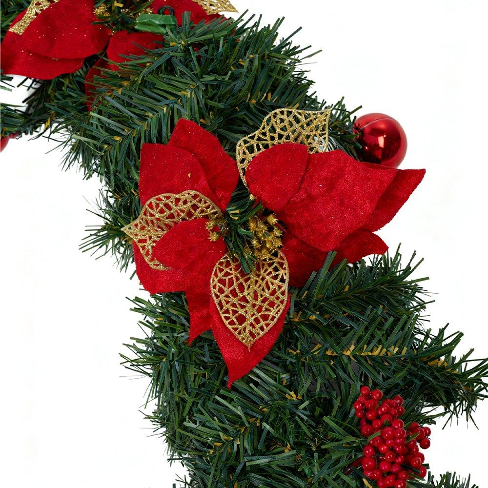 Red - LIFE IDEAS - 2.7m Artificial Christmas Garland Decorations - 4