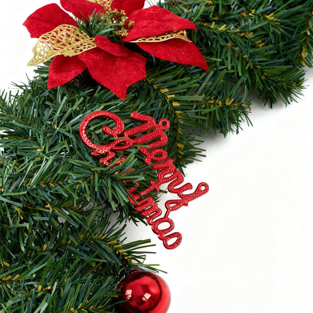 Red - LIFE IDEAS - 2.7m Artificial Christmas Garland Decorations - 5