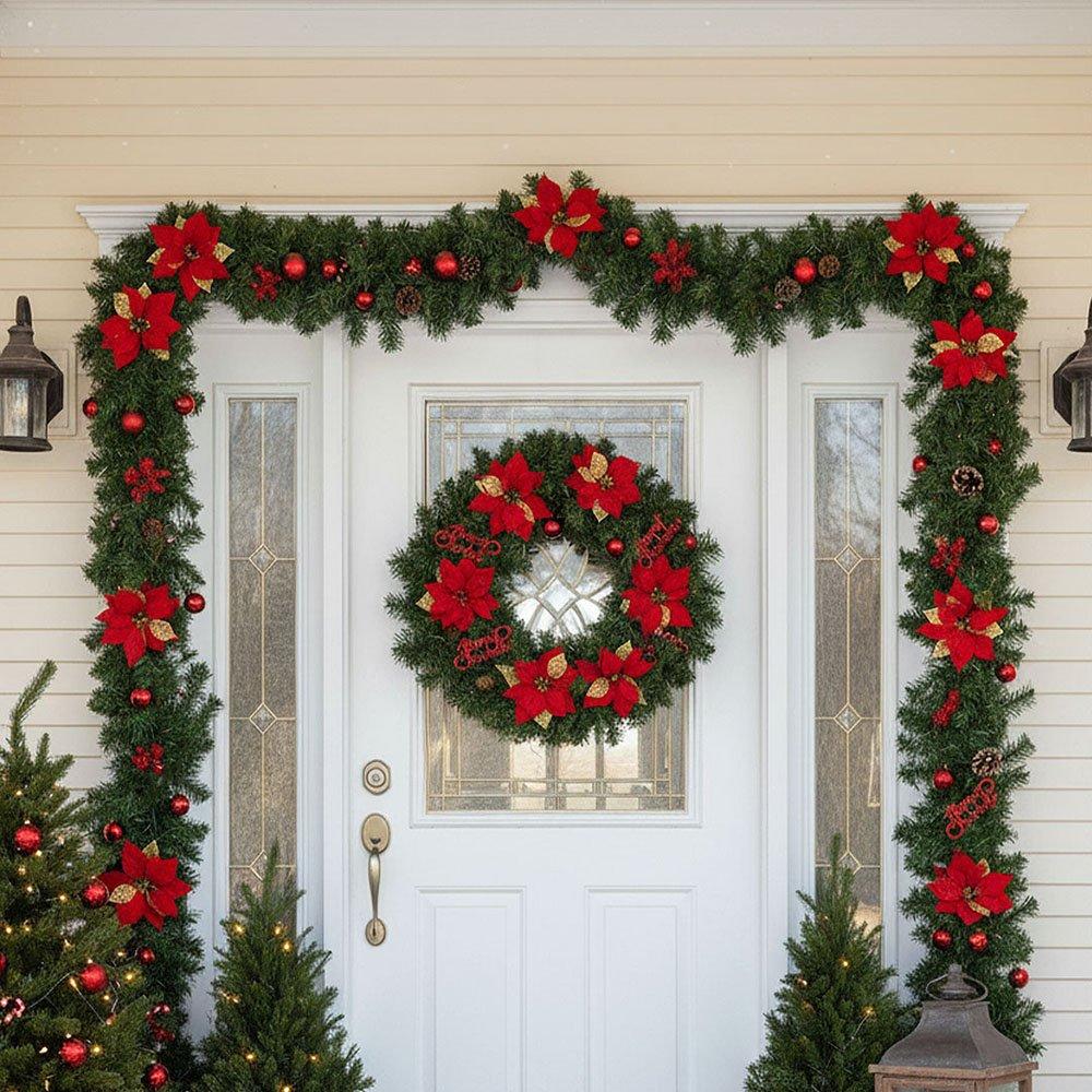 Red - LIFE IDEAS - 2.7m Artificial Christmas Garland Decorations - 7