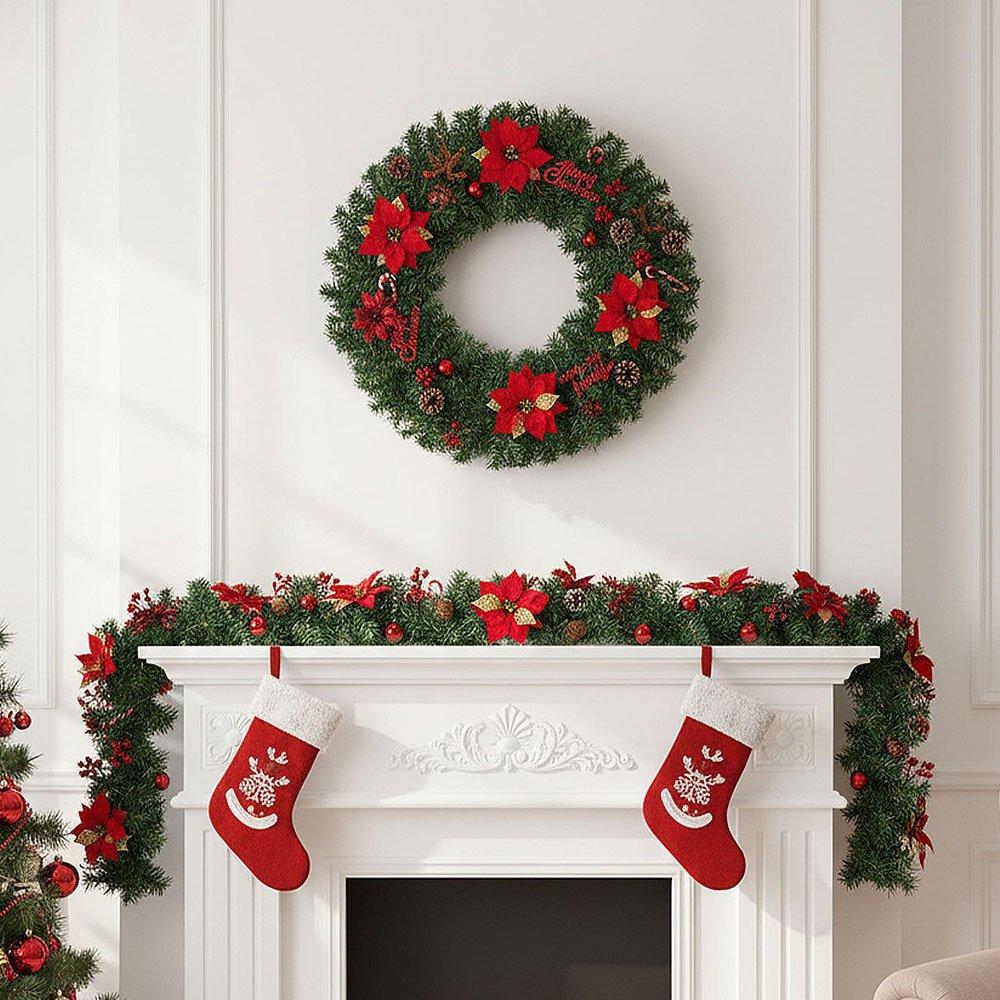Red - LIFE IDEAS - 2.7m Artificial Christmas Garland Decorations - 8