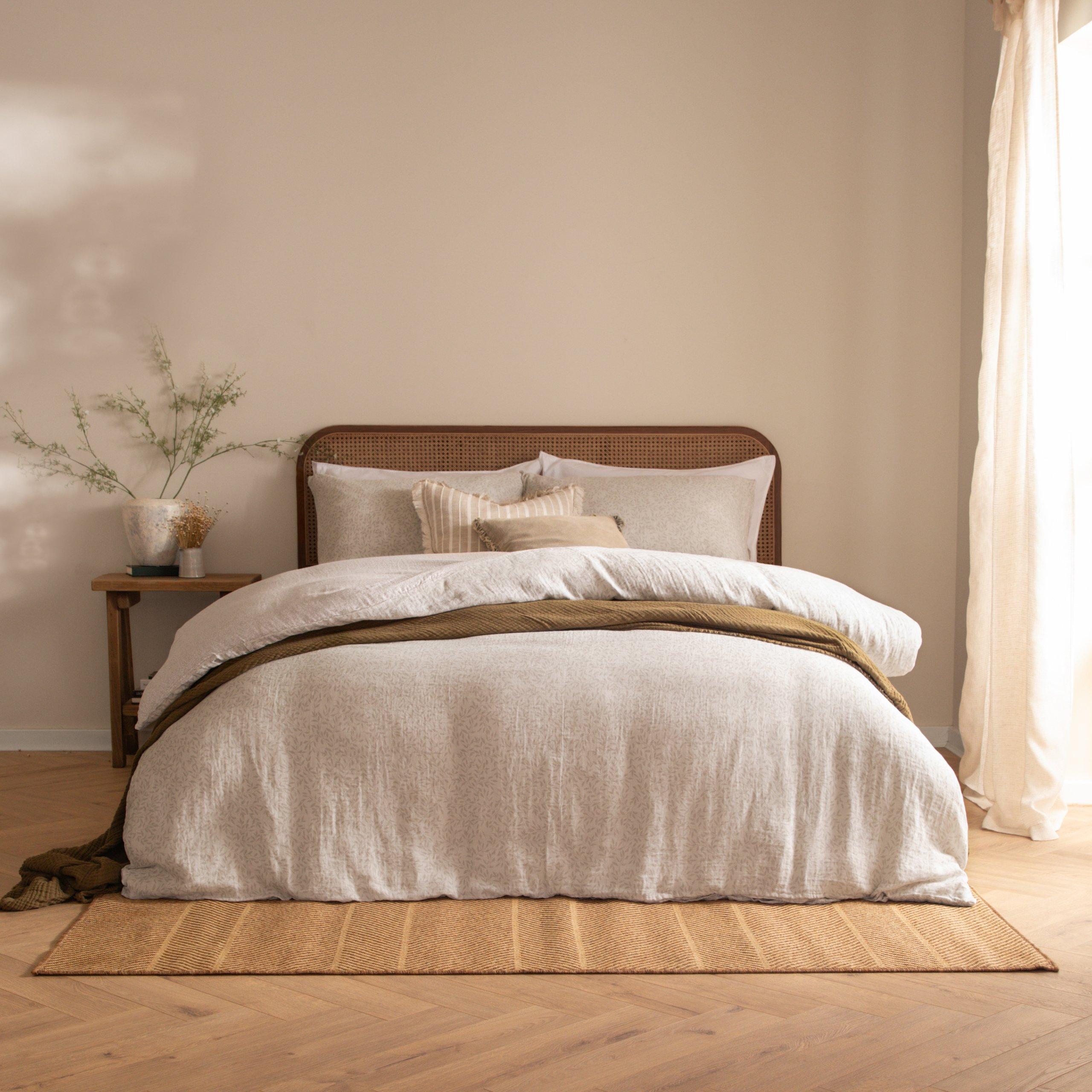 Natural - Yard - Perrie Leaf Muslin 100% Cotton Duvet Set - 2