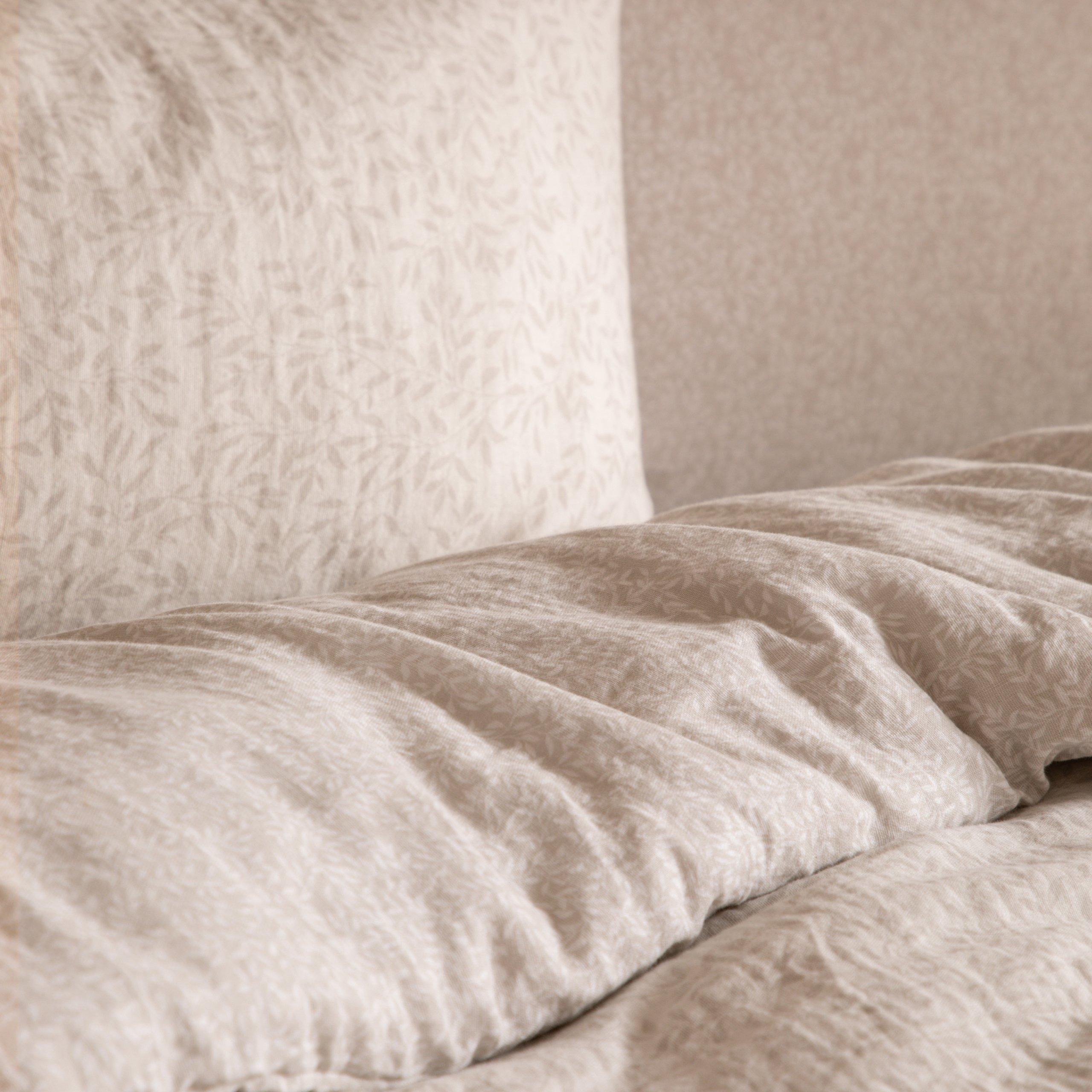 Natural - Yard - Perrie Leaf Muslin 100% Cotton Duvet Set - 4
