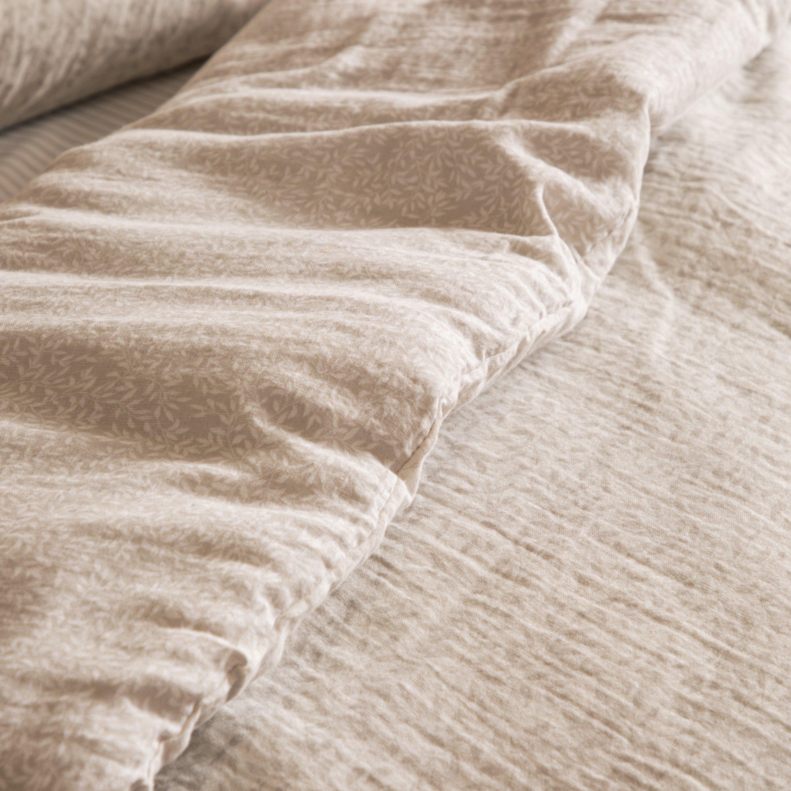 Natural - Yard - Perrie Leaf Muslin 100% Cotton Duvet Set - 5