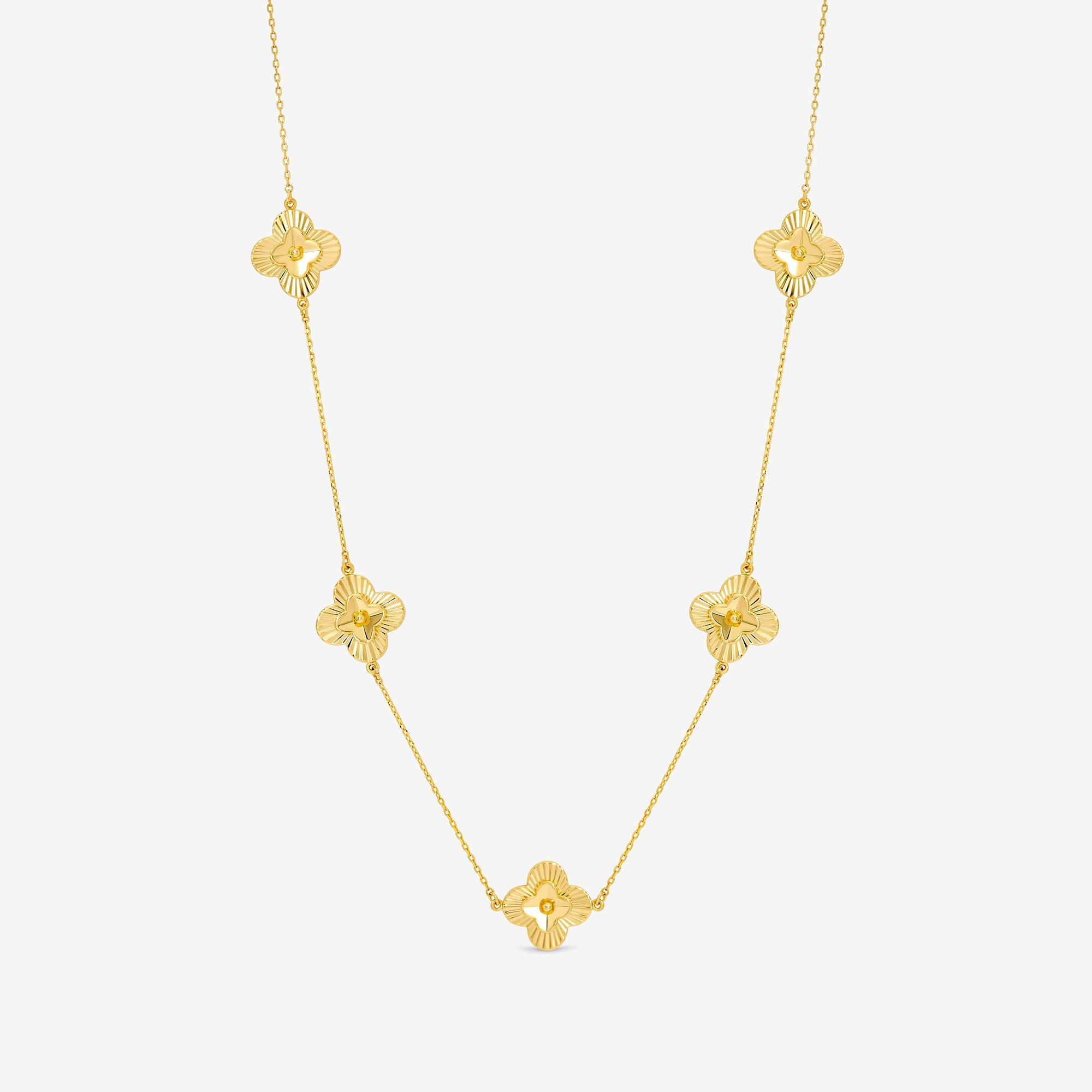 Gold - Inicio - 14K Gold Plated Clover Necklace - Gift Pouch - 1
