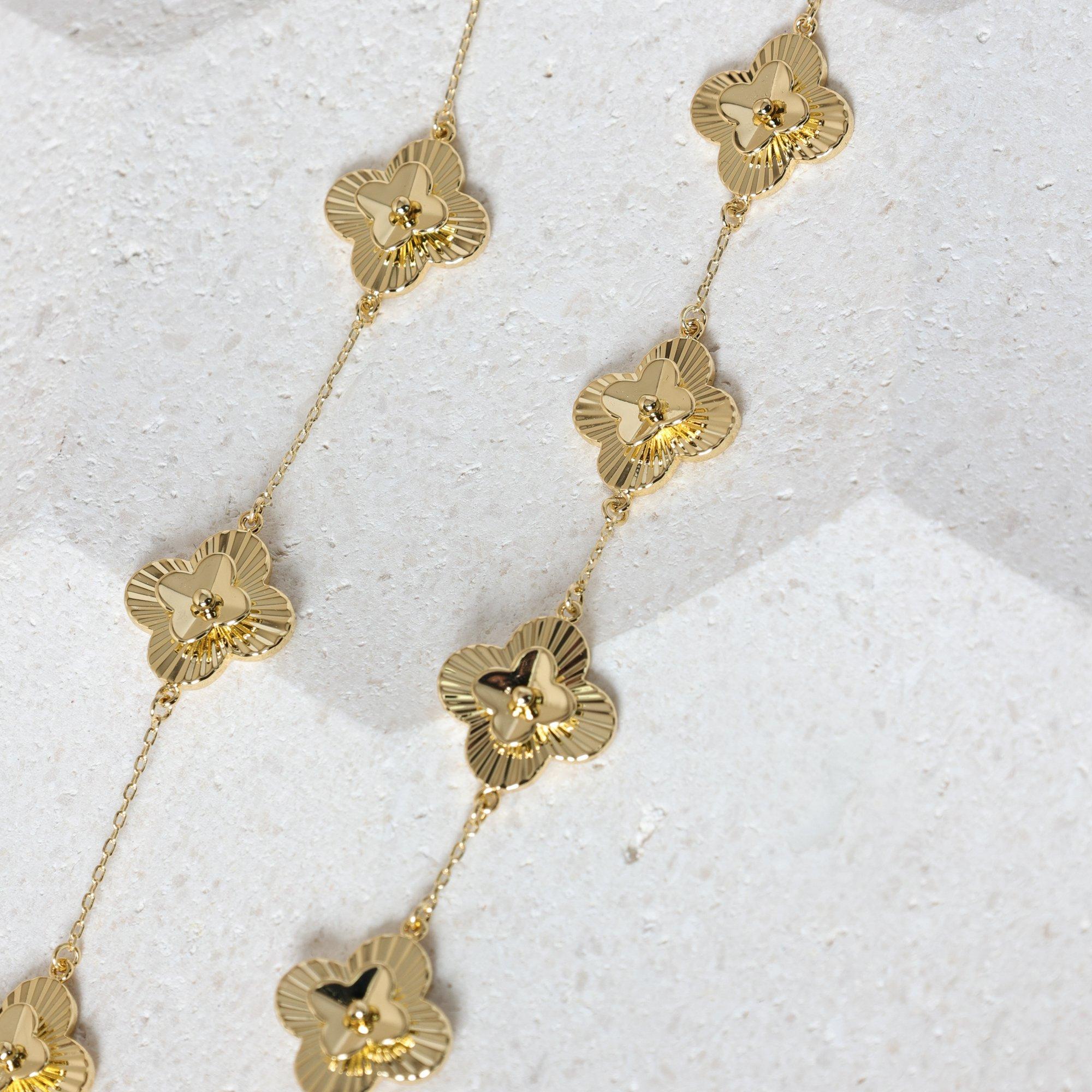 Gold - Inicio - 14K Gold Plated Clover Necklace - Gift Pouch - 2