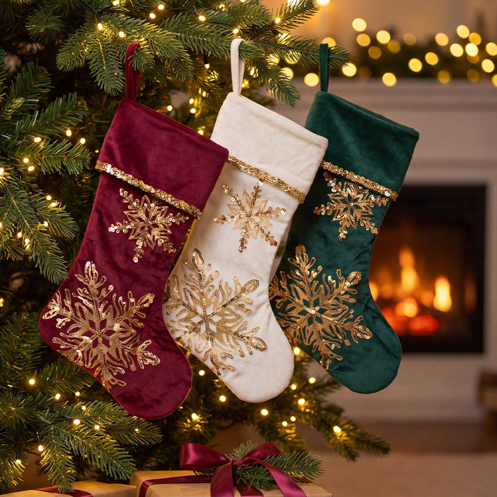 Multi - LIFE IDEAS - 3pcs Snowflake Christmas Stockings - 1
