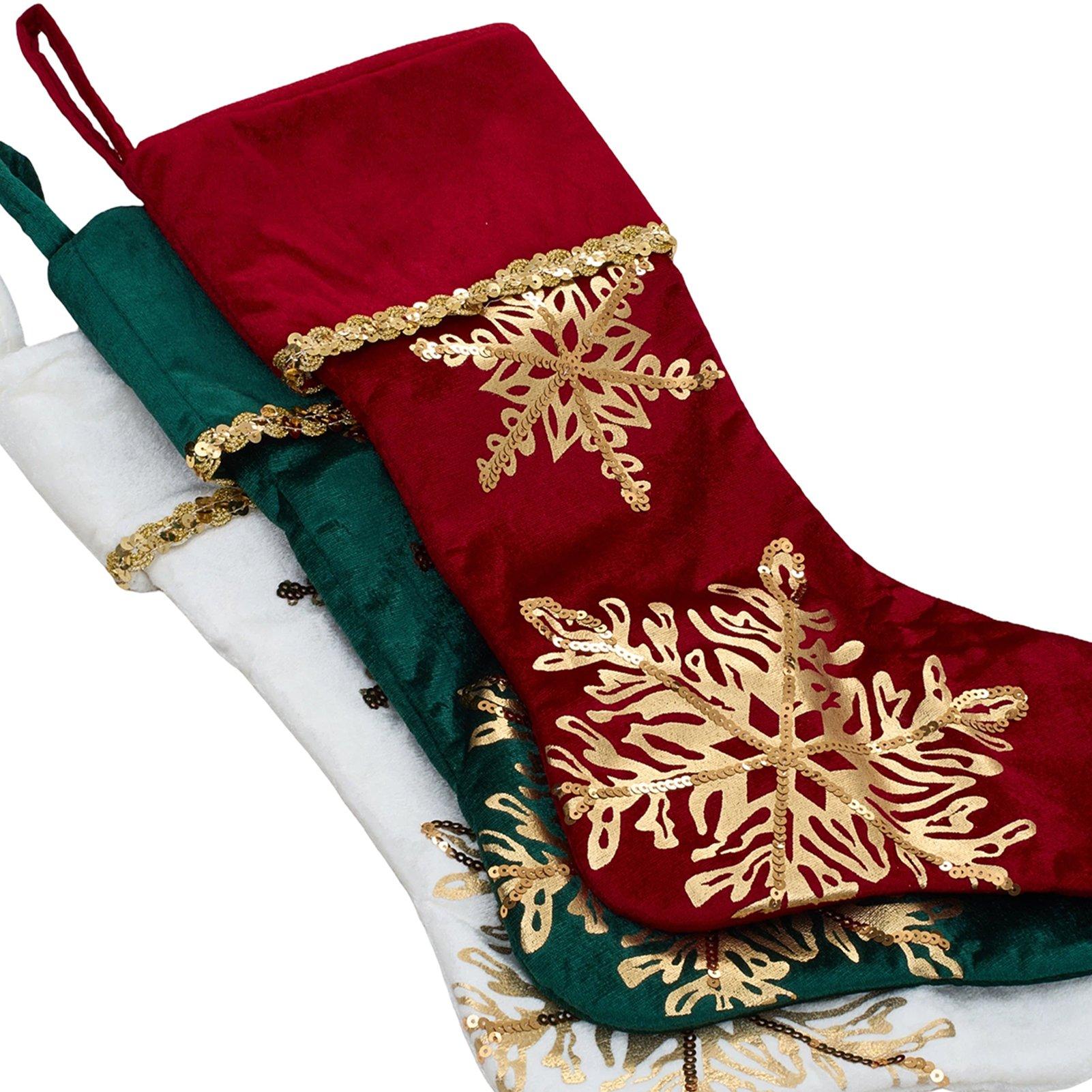 Multi - LIFE IDEAS - 3pcs Snowflake Christmas Stockings - 3