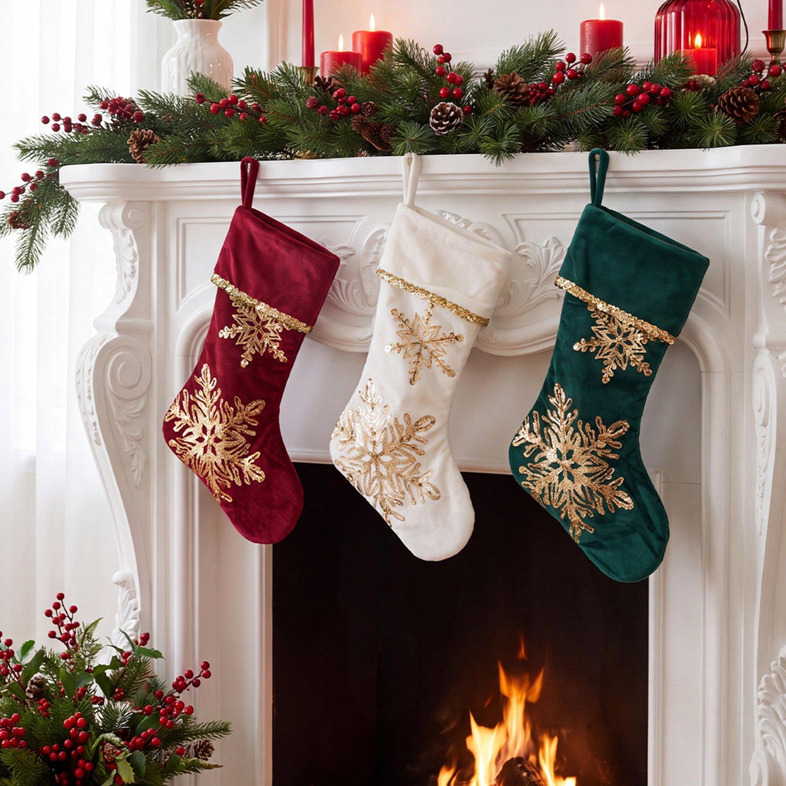 Multi - LIFE IDEAS - 3pcs Snowflake Christmas Stockings - 10
