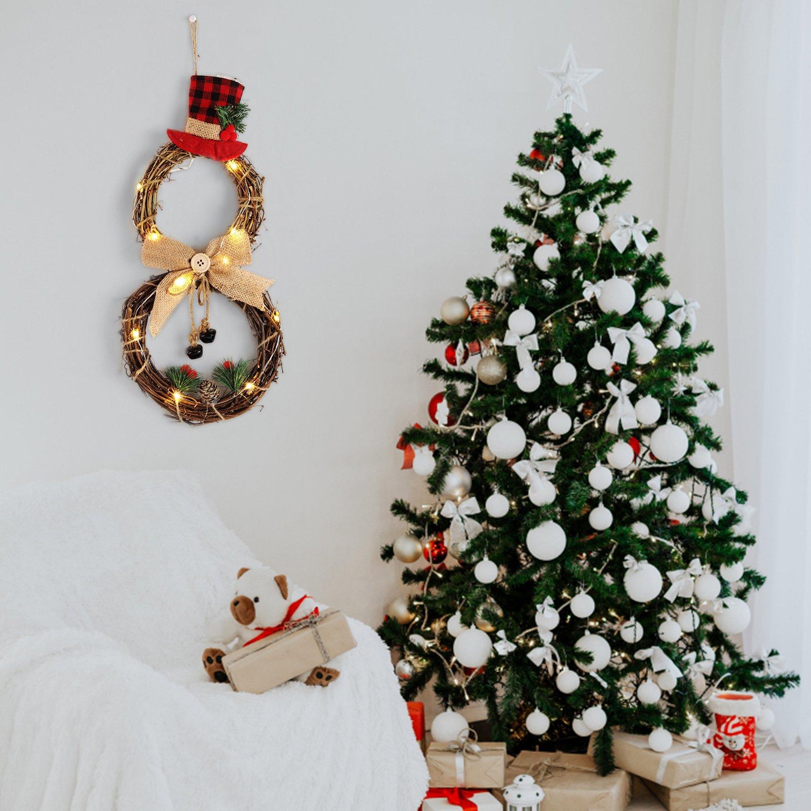 Brown - LIFE IDEAS - Lighted Snowman with Hat and Wreath Decor - 2