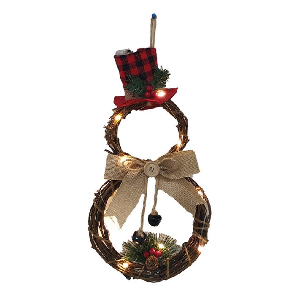 Brown - LIFE IDEAS - Lighted Snowman with Hat and Wreath Decor - 4