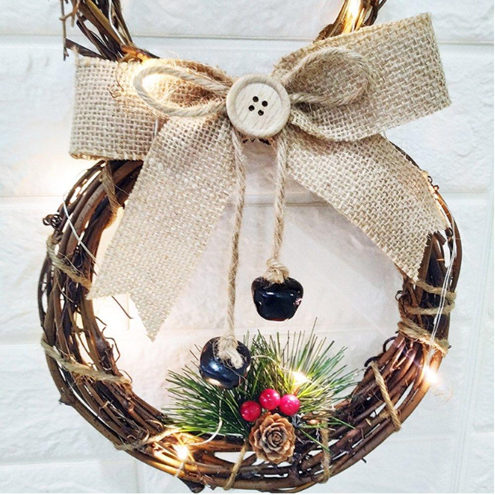 Brown - LIFE IDEAS - Lighted Snowman with Hat and Wreath Decor - 7