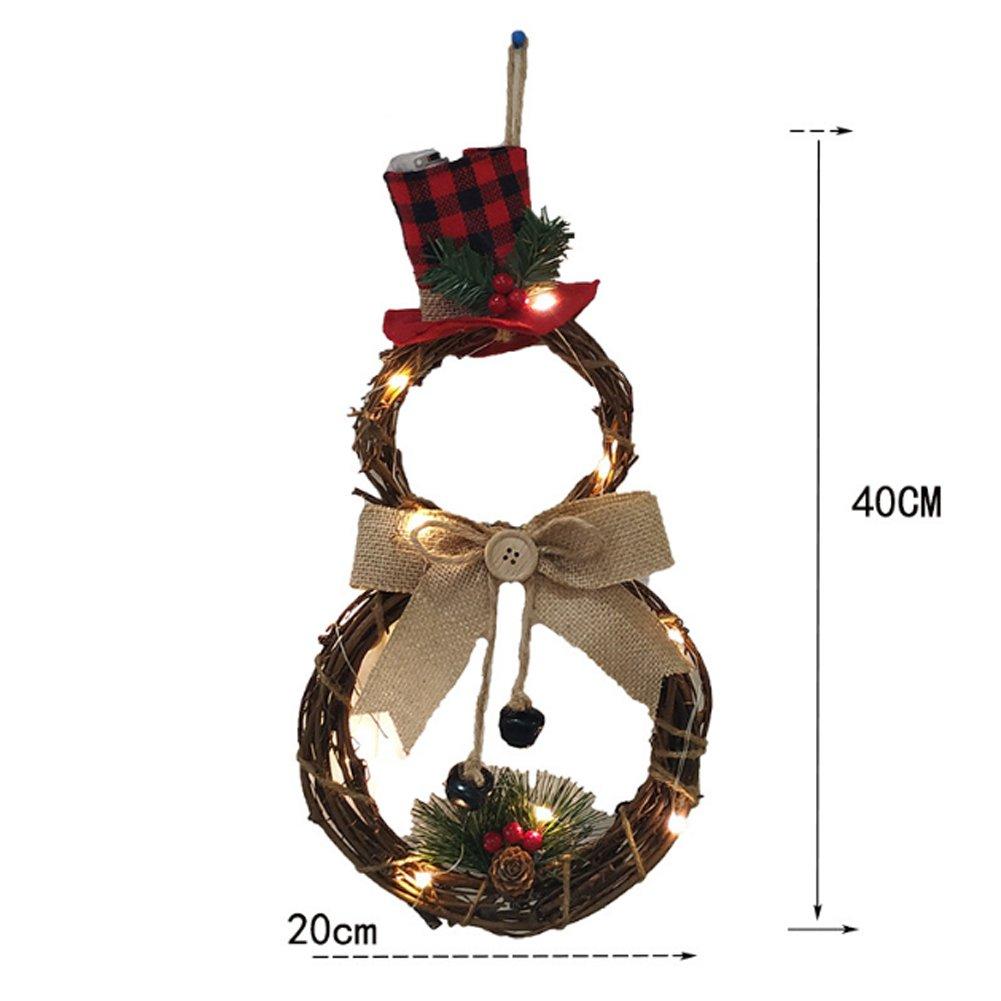 Brown - LIFE IDEAS - Lighted Snowman with Hat and Wreath Decor - 8