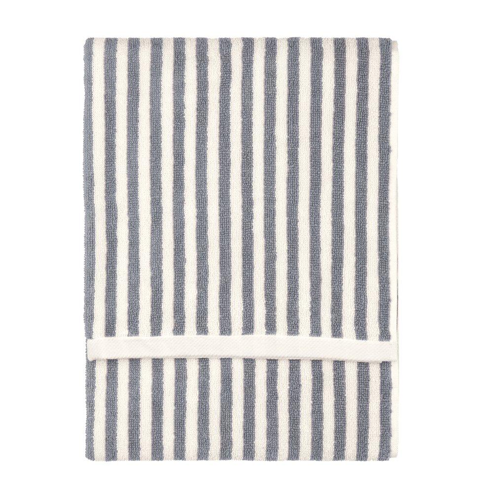 Grey - Yard - Hebden Striped 100% Cotton Towel - 1