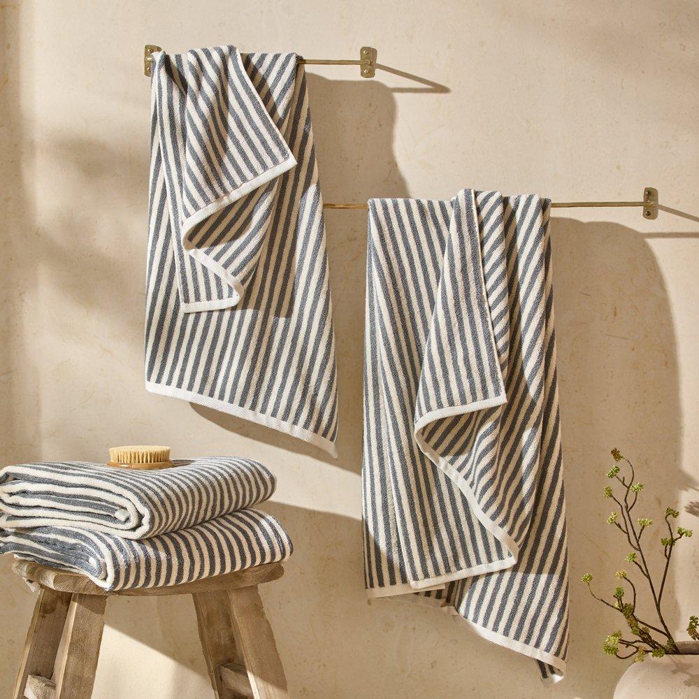 Grey - Yard - Hebden Striped 100% Cotton Towel - 3