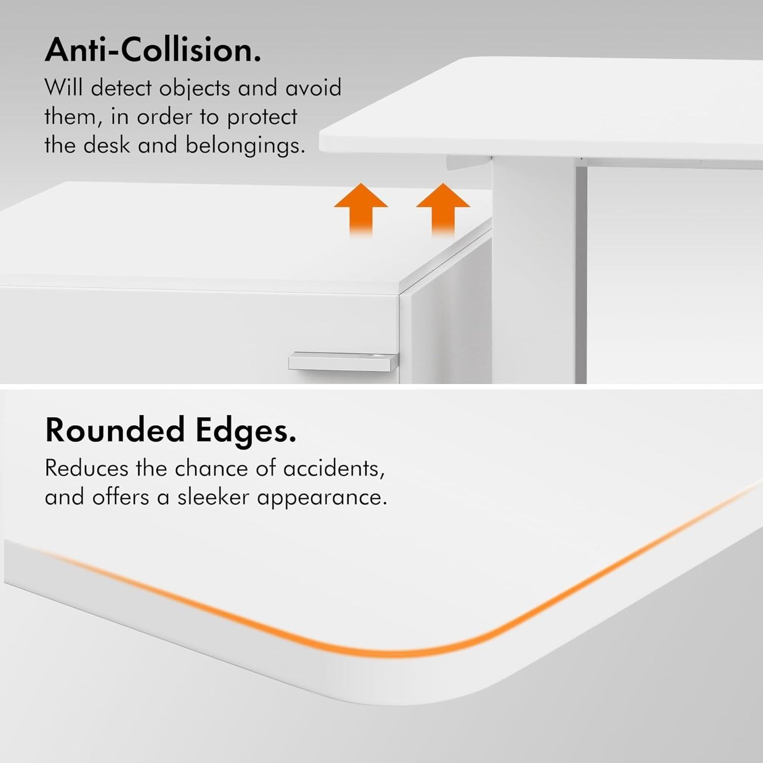 White - VonHaus - White Standing Desk 100x60cm - 7