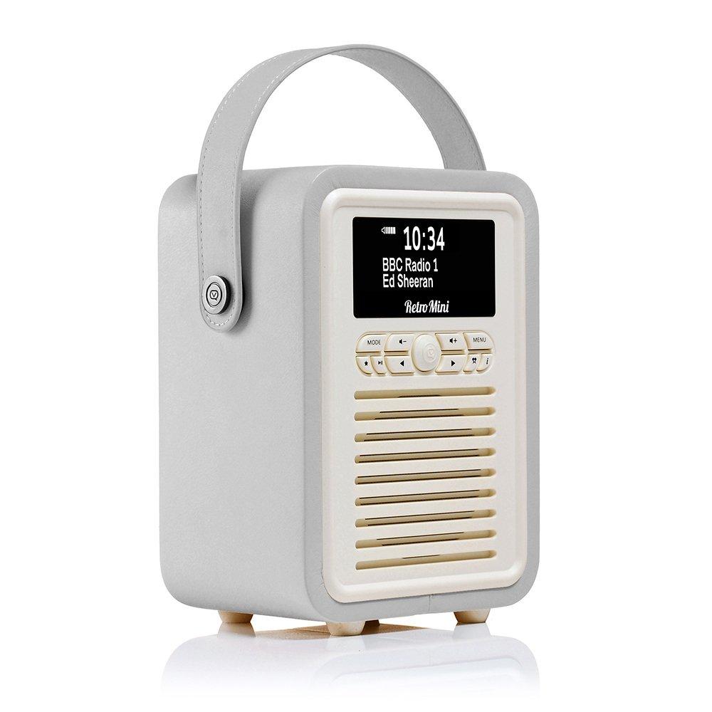 View Quest Retro Mini DAB Radio Light Grey