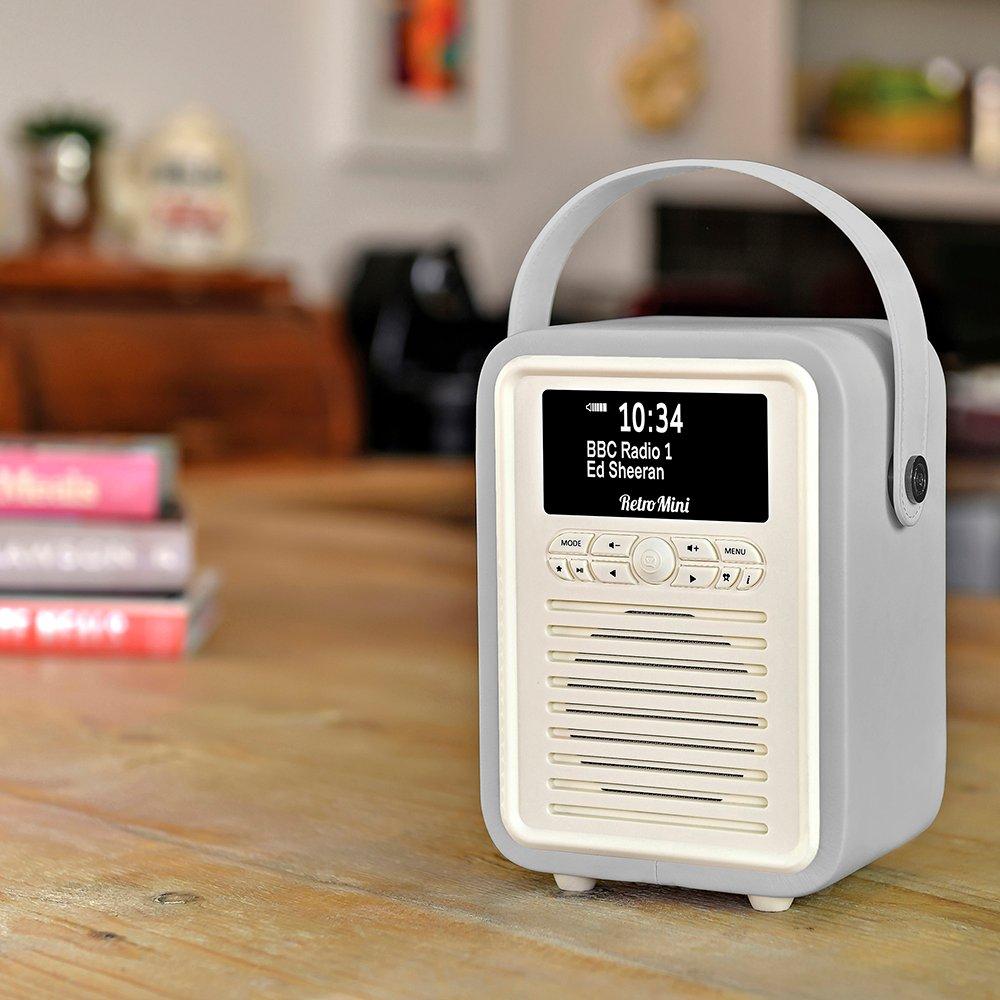 Grey - View Quest - Retro Mini DAB Radio Light Grey - 2