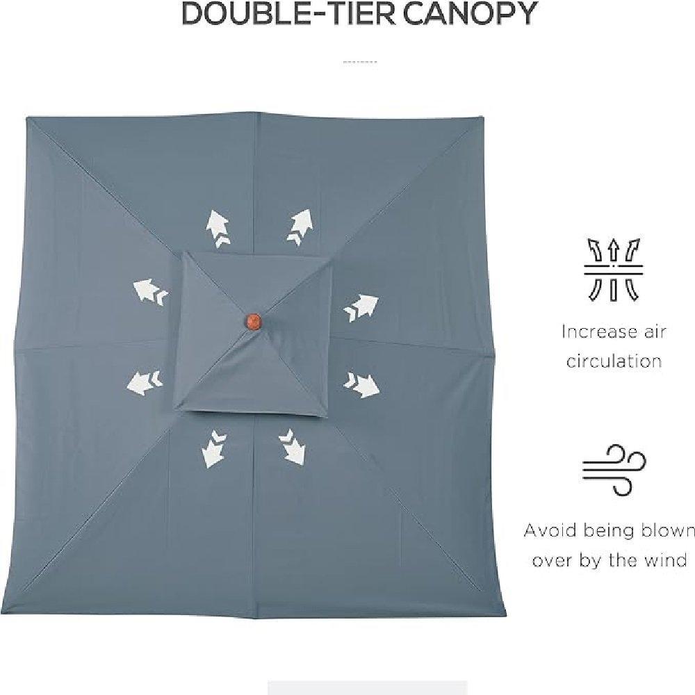 Dark Grey - Outsunny - 3 x 3 metre Patio Parasol - 4