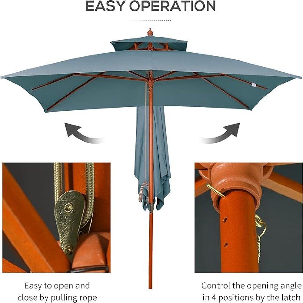 Dark Grey - Outsunny - 3 x 3 metre Patio Parasol - 6